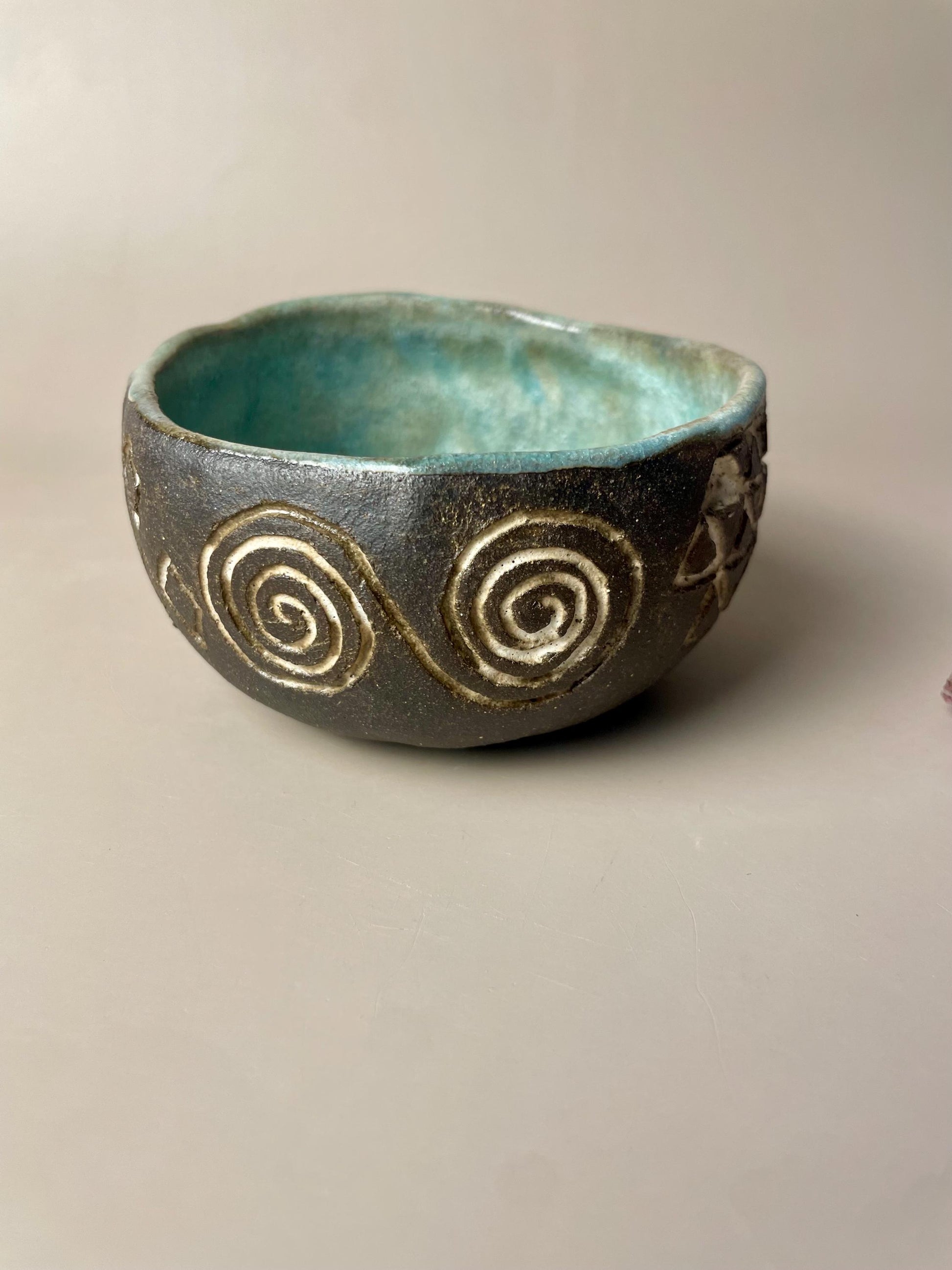 Handmade ceramic Newgrange inspired carved ritual bowls