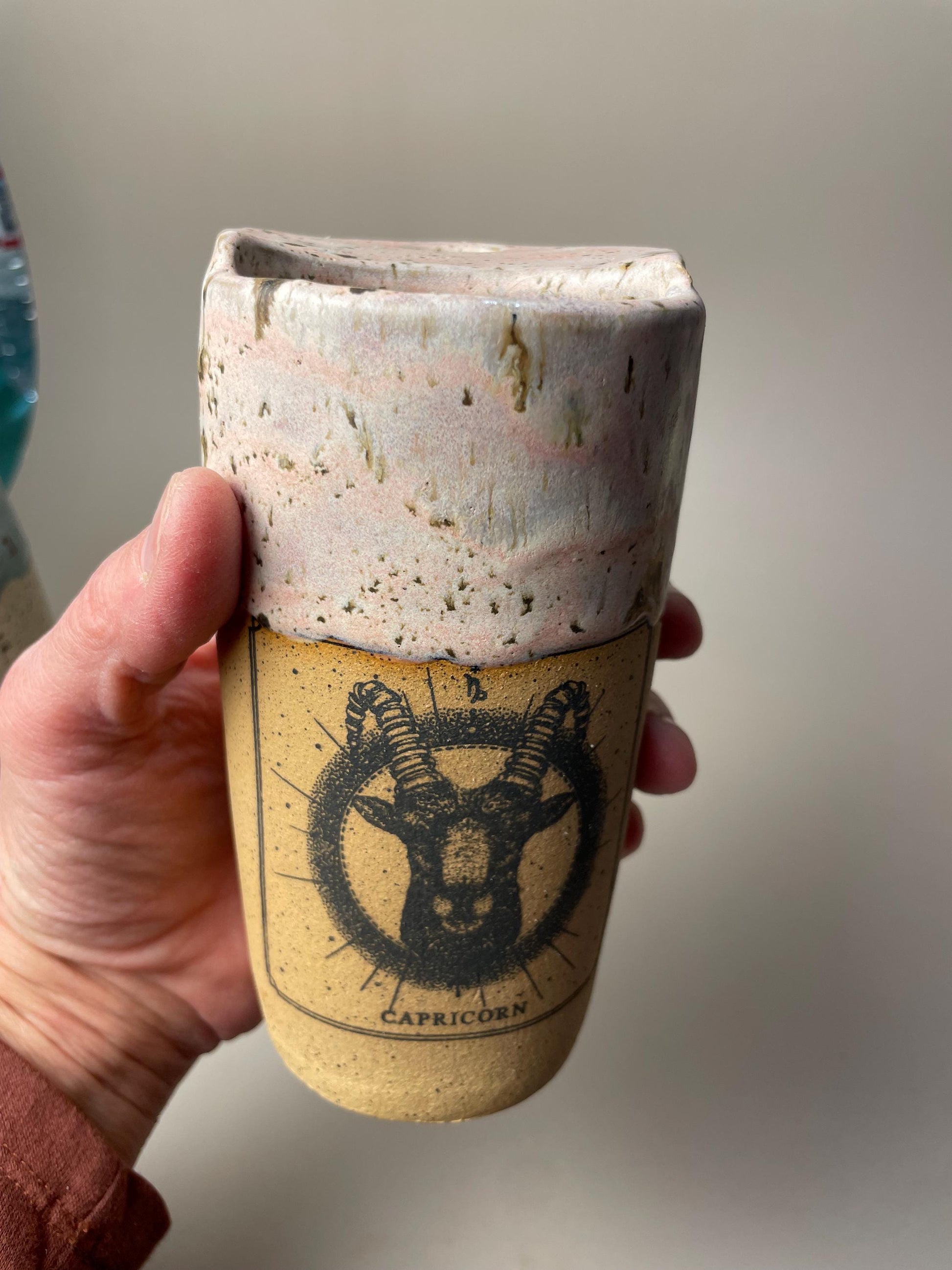 Capricorn ceramic to go Coffee Mug in Blush