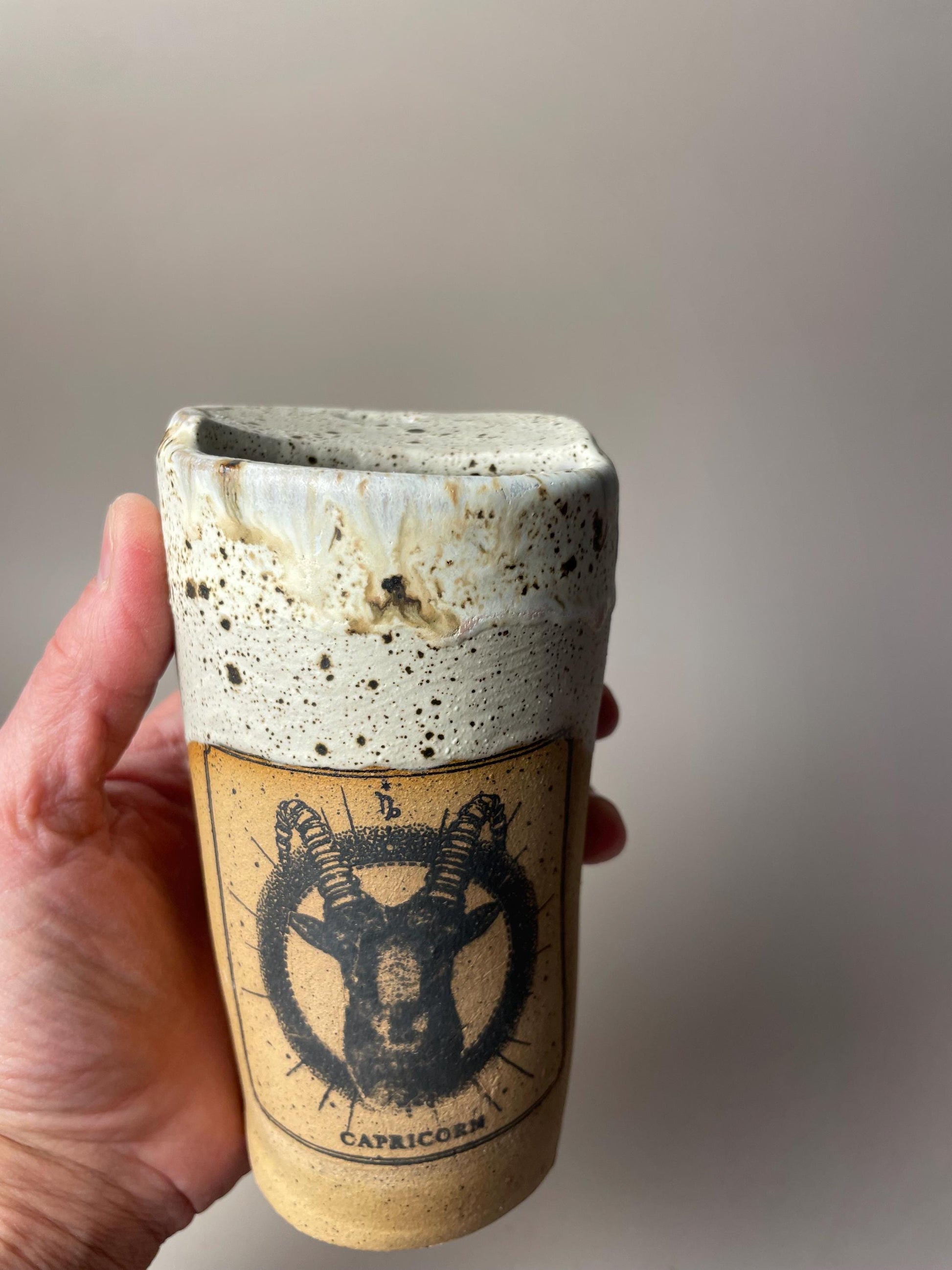 Capricorn white speckled ceramic to go Coffee Mug