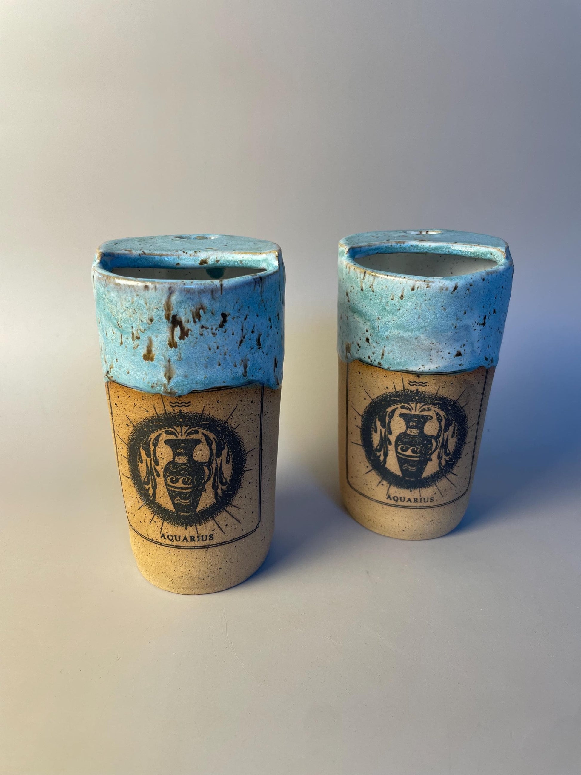 Aquarius blue speckled ceramic to go Coffee Mug