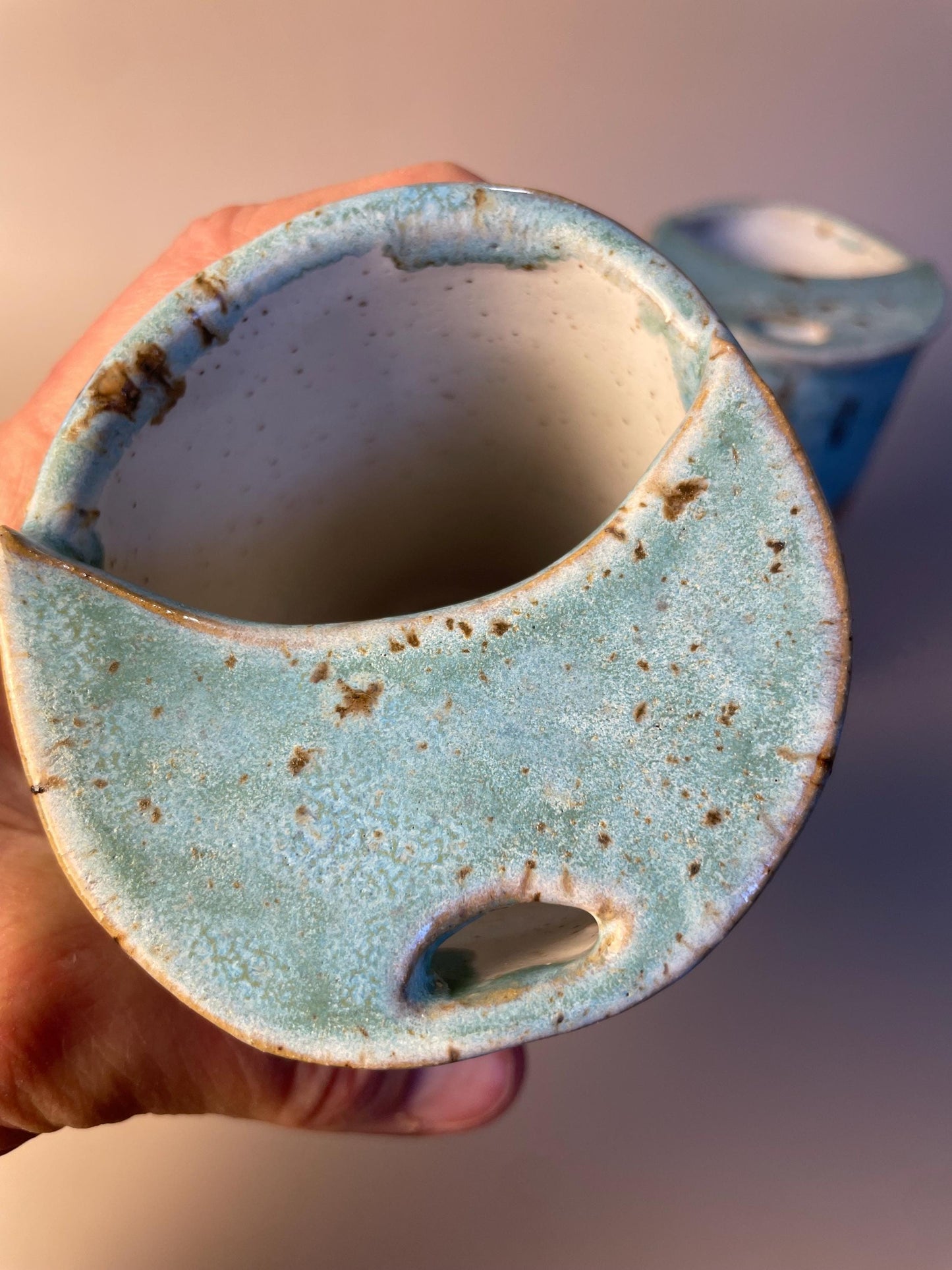 Aquarius blue speckled ceramic to go Coffee Mug