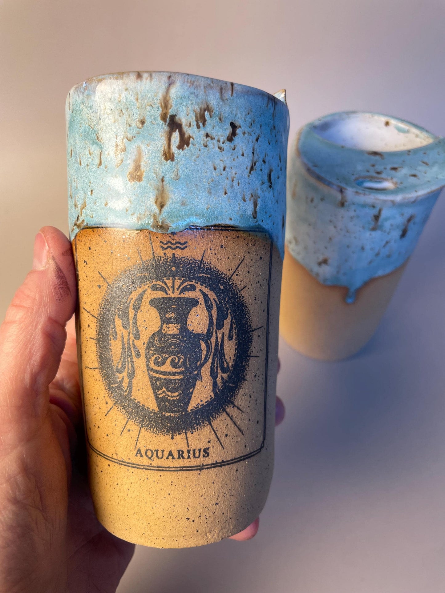 Aquarius blue speckled ceramic to go Coffee Mug