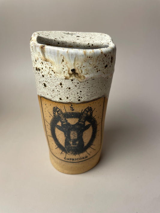 Capricorn white speckled ceramic to go Coffee Mug