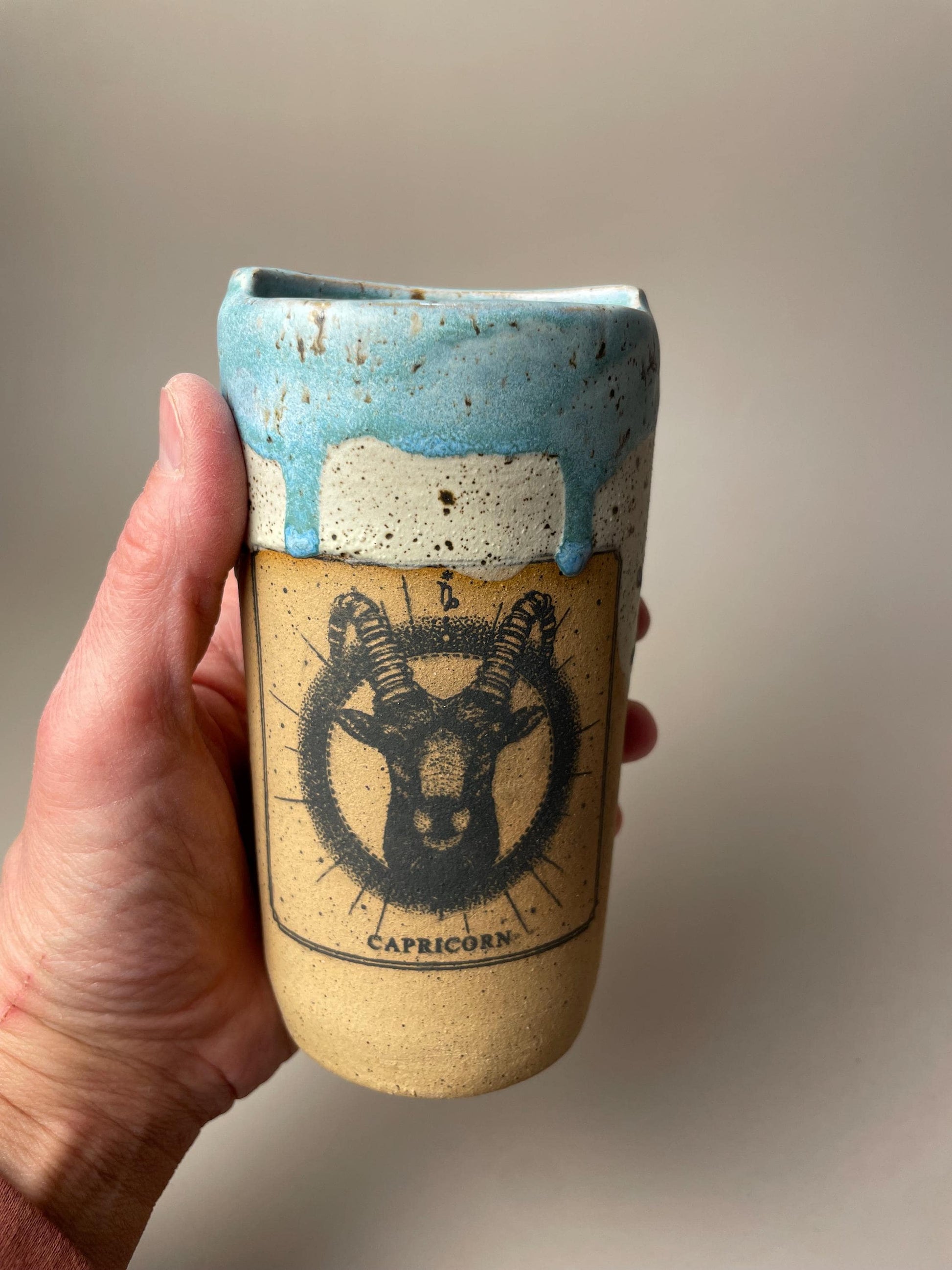 Capricorn blue speckled ceramic to go Coffee Mug