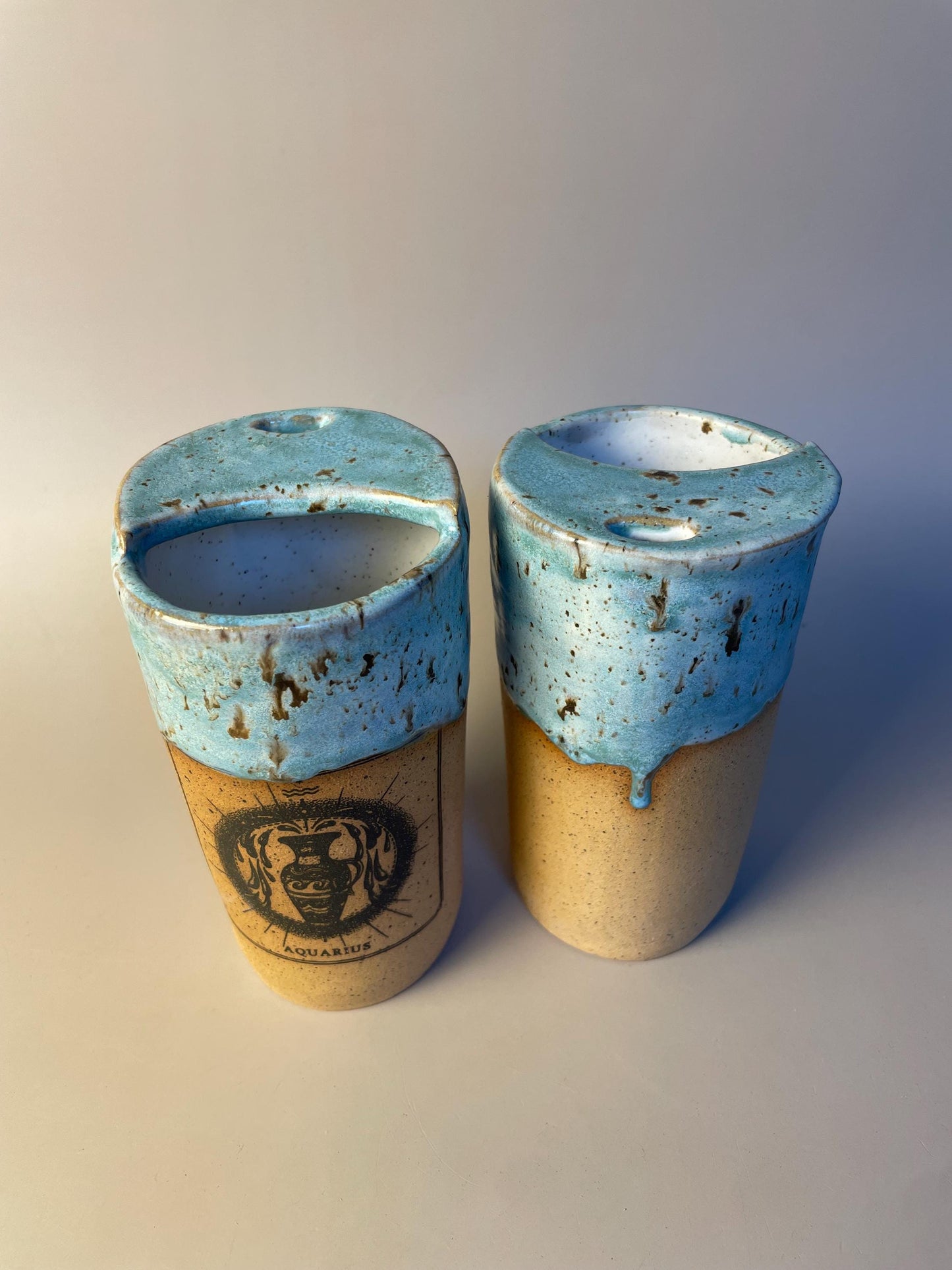 Aquarius blue speckled ceramic to go Coffee Mug