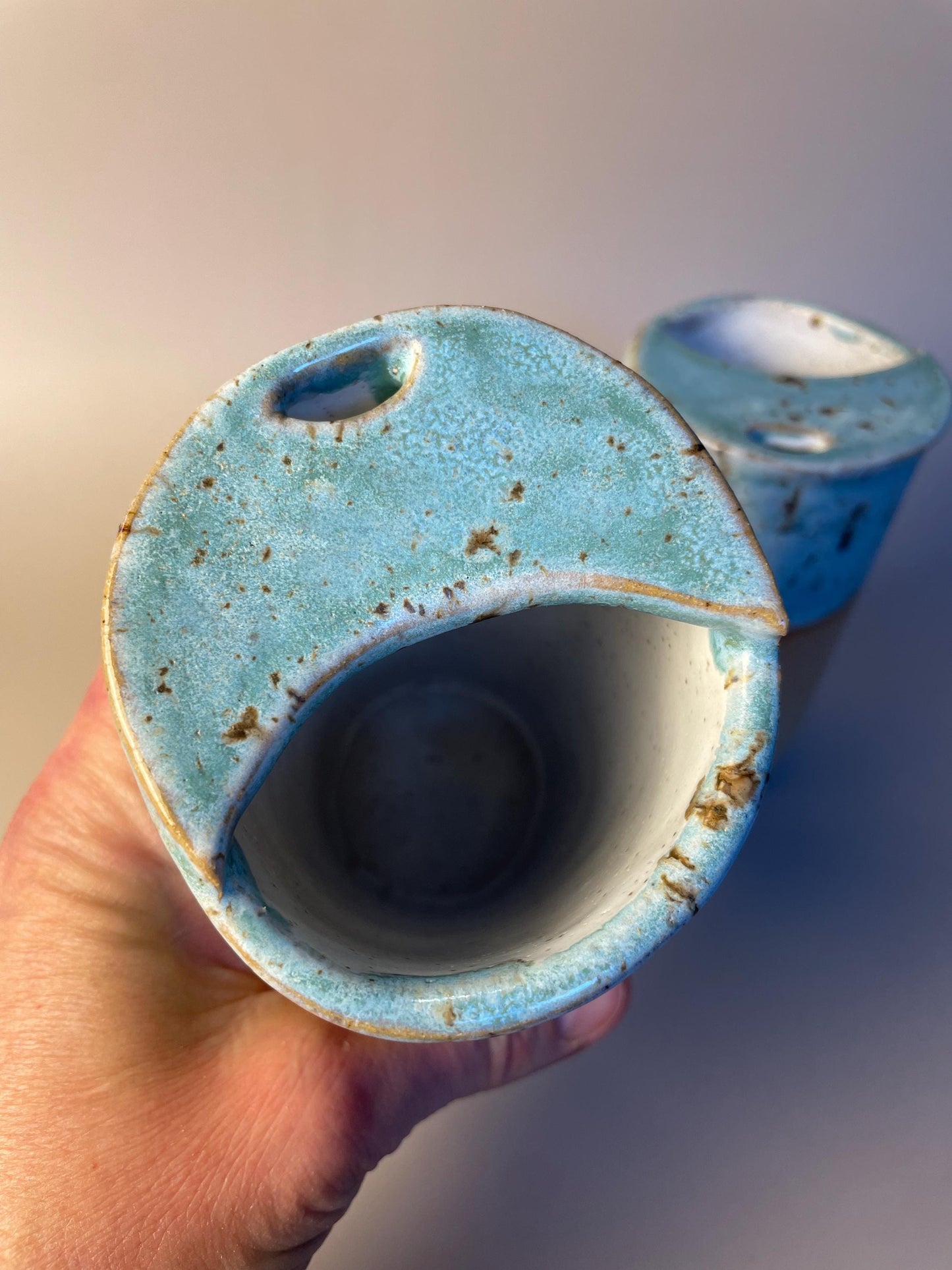 Aquarius blue speckled ceramic to go Coffee Mug