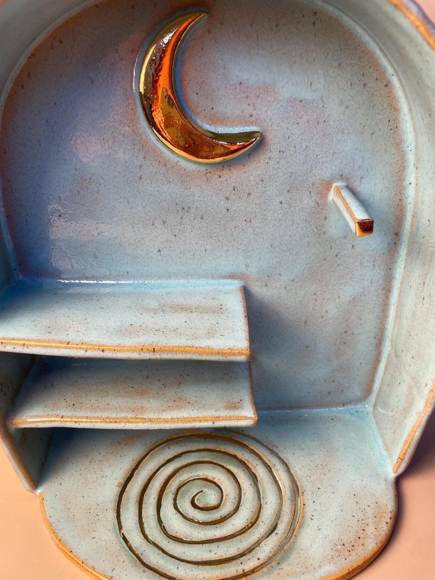 Gold Moon with Spiral Ceramic Altar Shelf