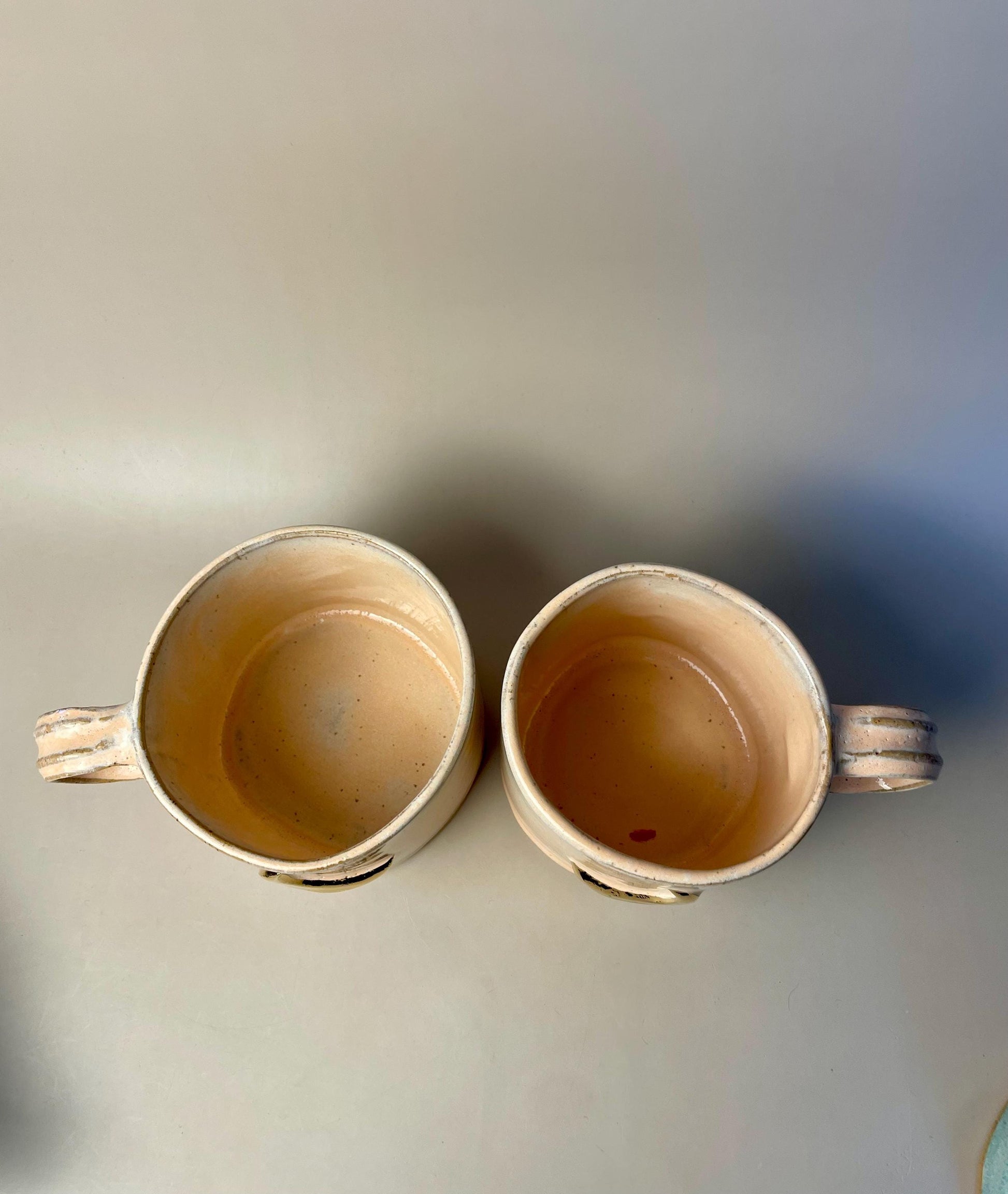 Handmade large peach gold moon ceramic mug