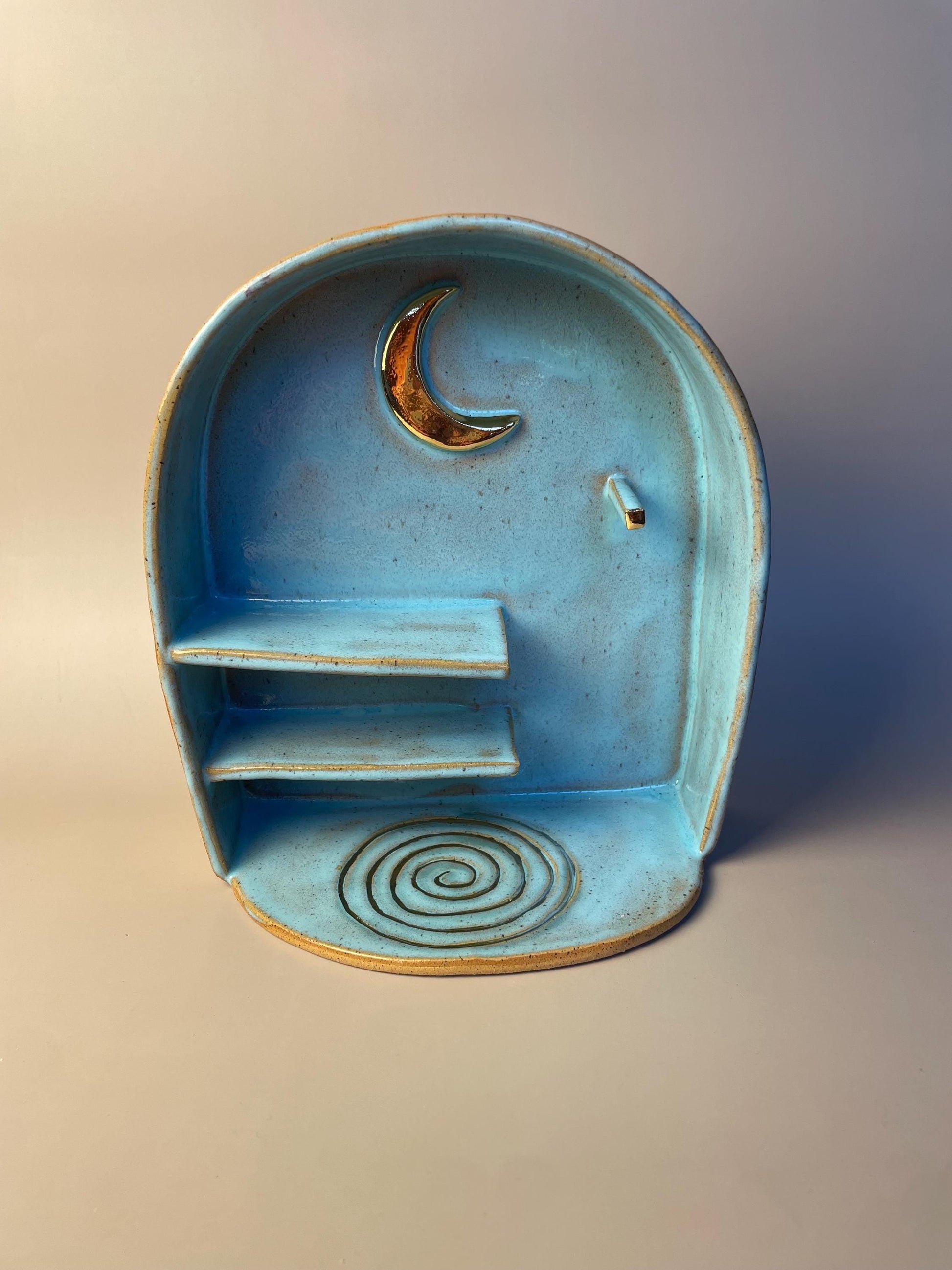 Gold Moon with Spiral Ceramic Altar Shelf