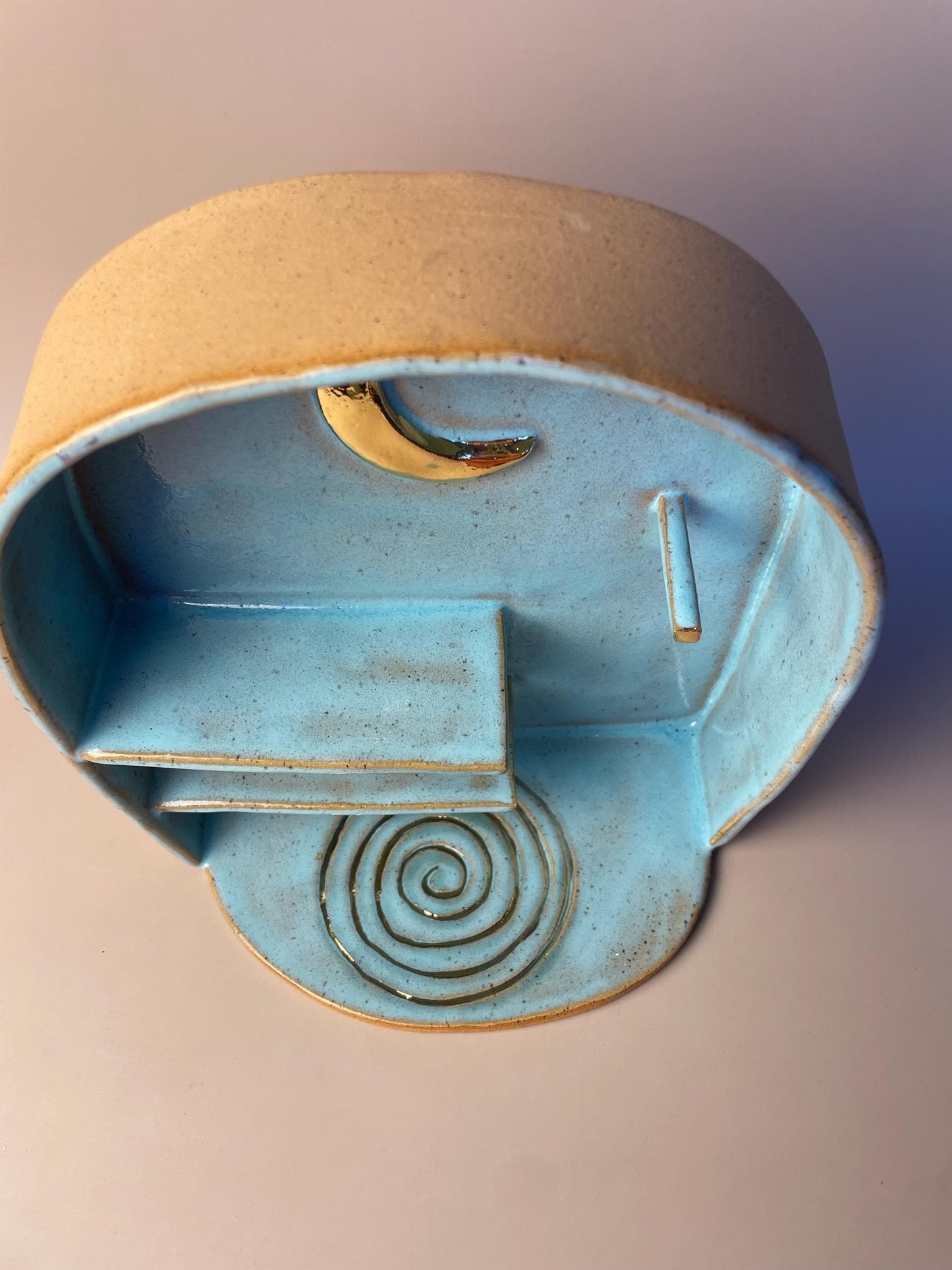 Gold Moon with Spiral Ceramic Altar Shelf