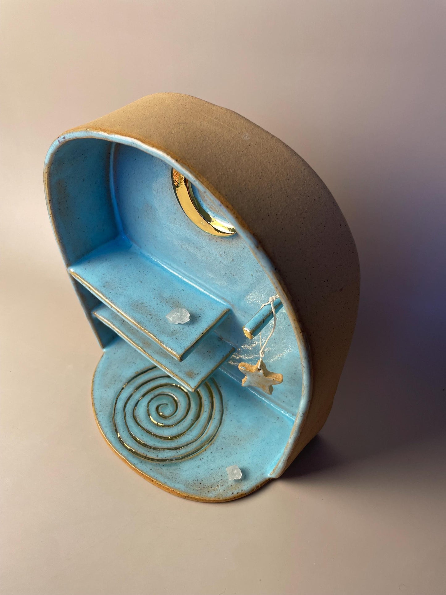 Gold Moon with Spiral Ceramic Altar Shelf