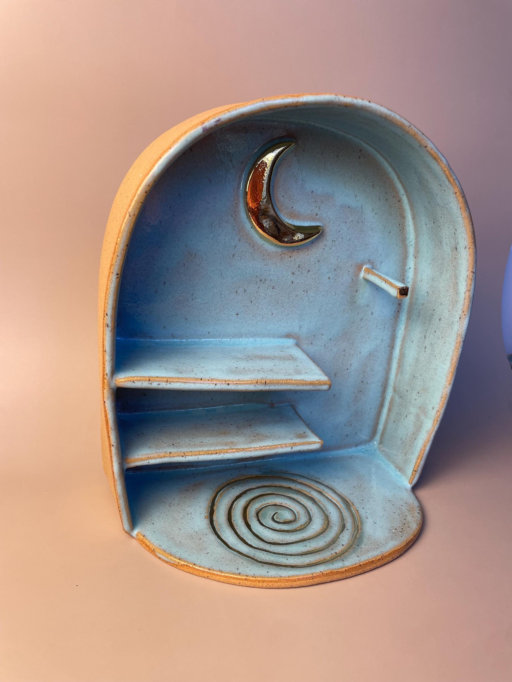 Gold Moon with Spiral Ceramic Altar Shelf