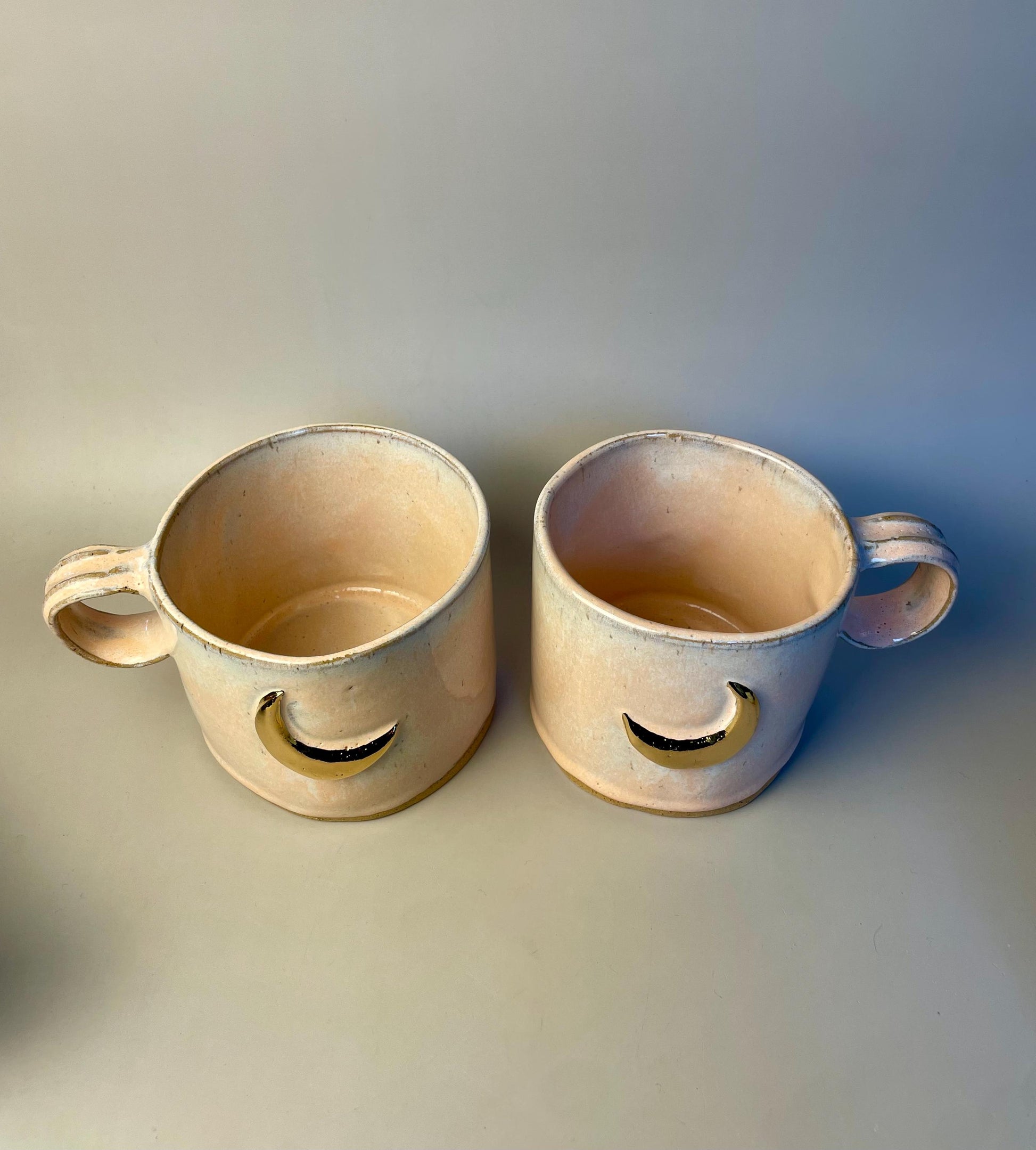 Handmade large peach gold moon ceramic mug