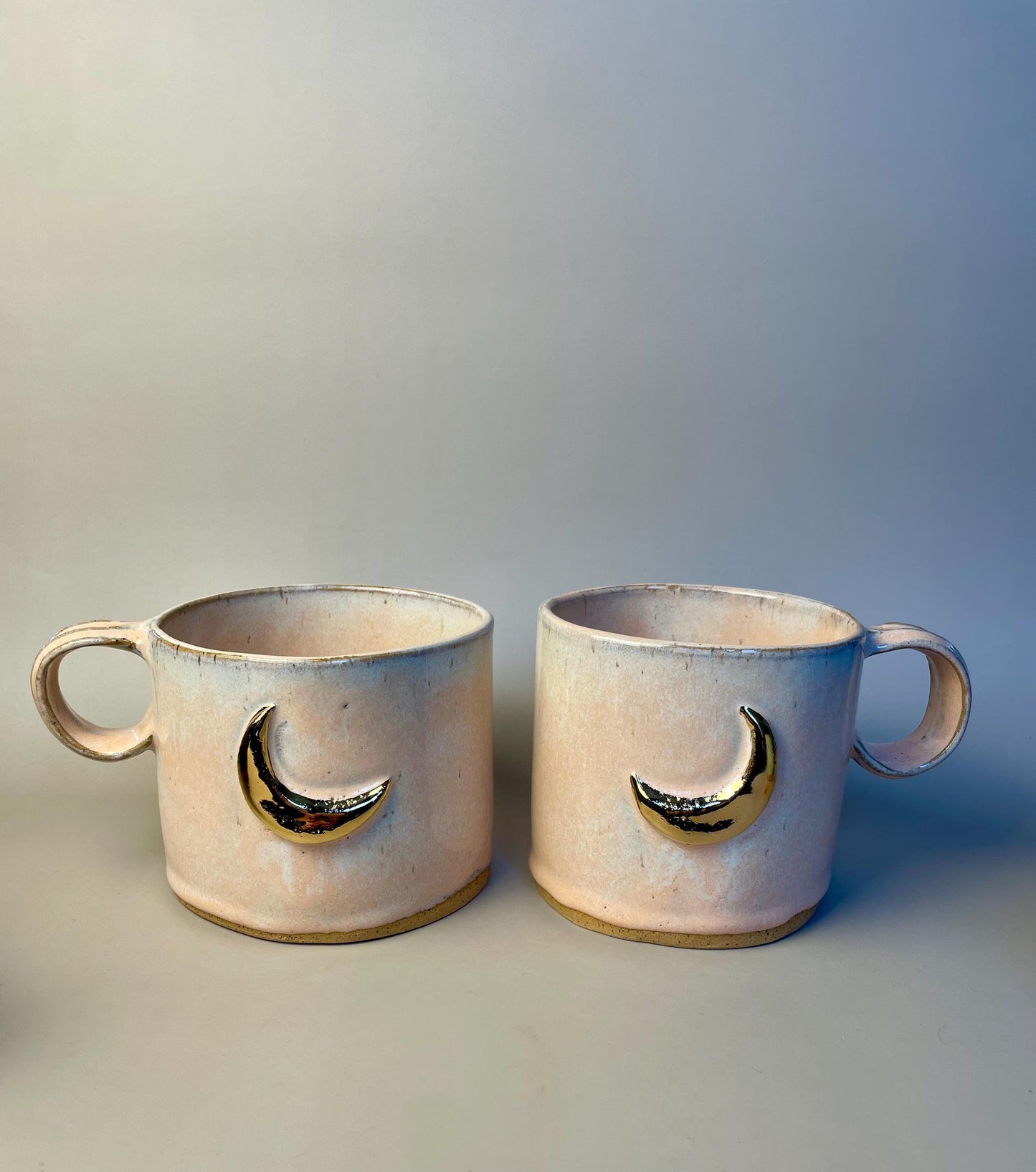 Handmade large peach gold moon ceramic mug