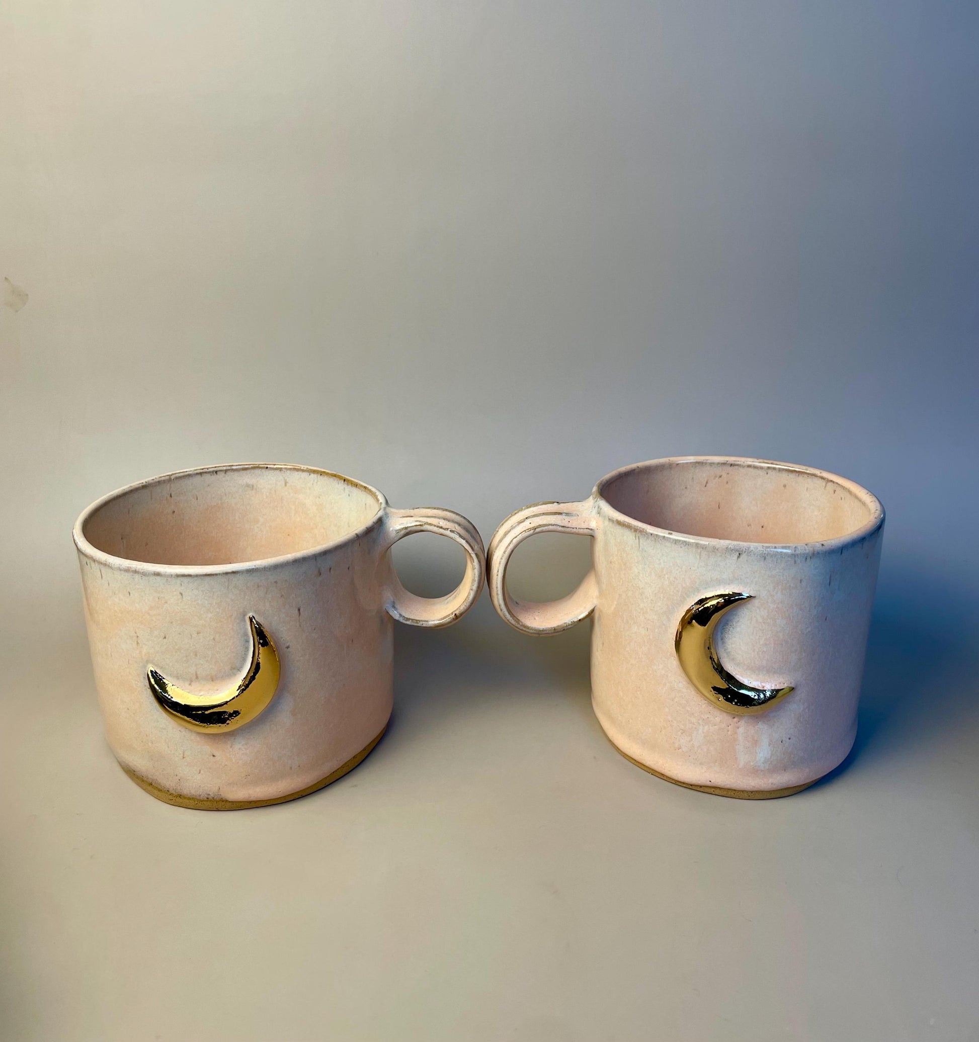 Handmade large peach gold moon ceramic mug
