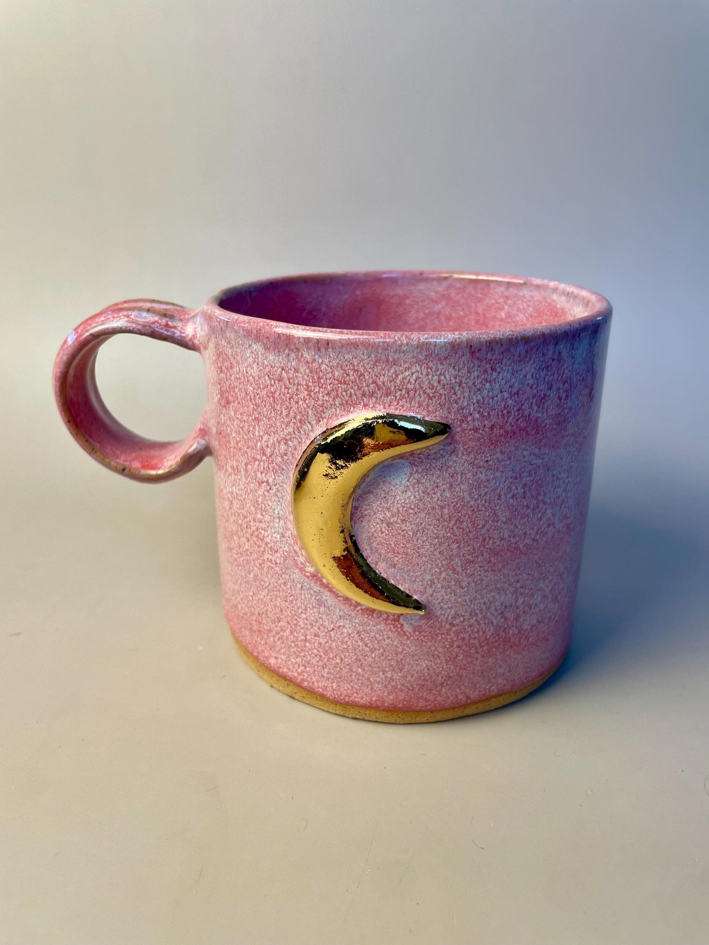 Handmade large raspberry gold moon mug