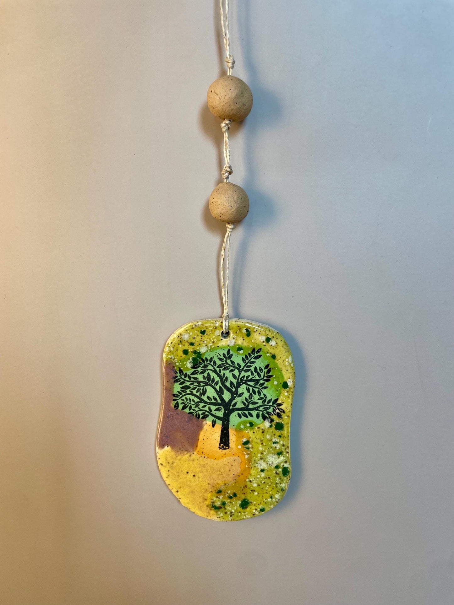 Handmade Ceramic Tree Hanging Ornament with bead