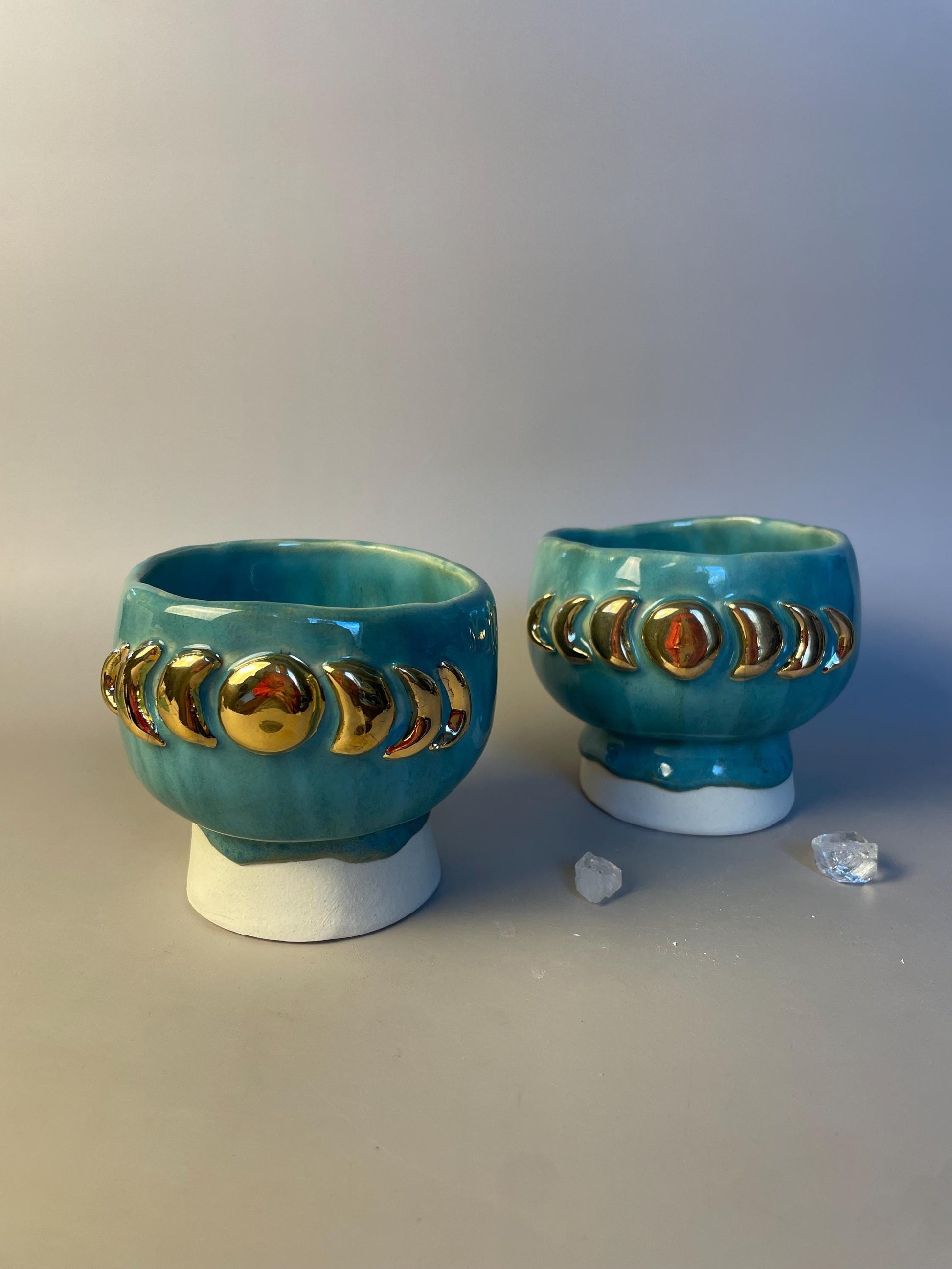 Gold Moon Phase Pedestal Cup Chalice or Cauldron