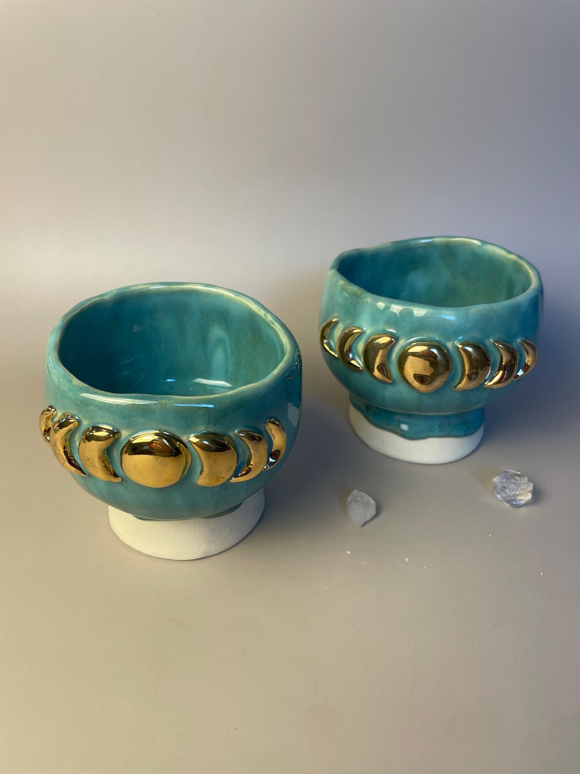 Gold Moon Phase Pedestal Cup Chalice or Cauldron