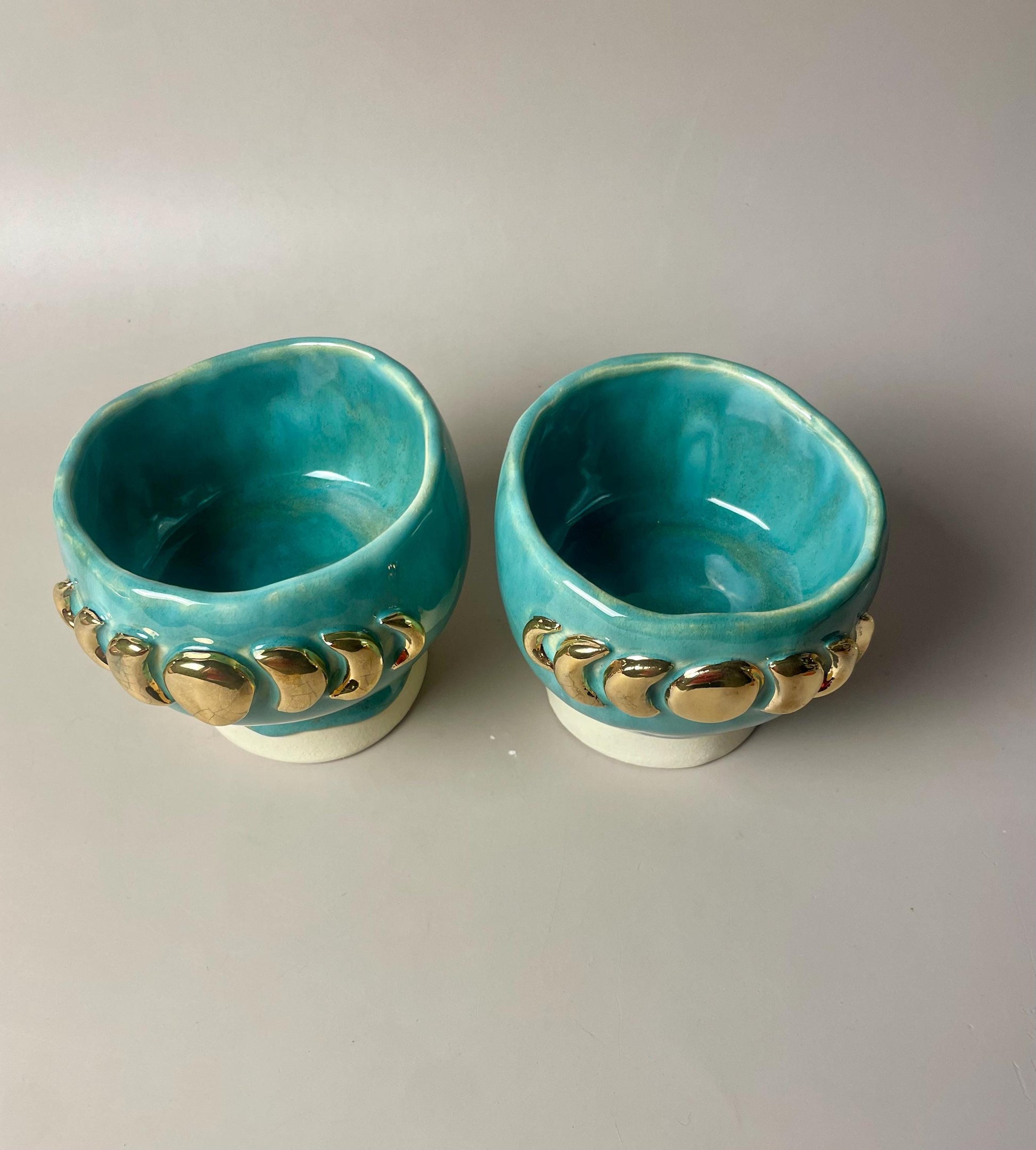 Gold Moon Phase Pedestal Cup Chalice or Cauldron