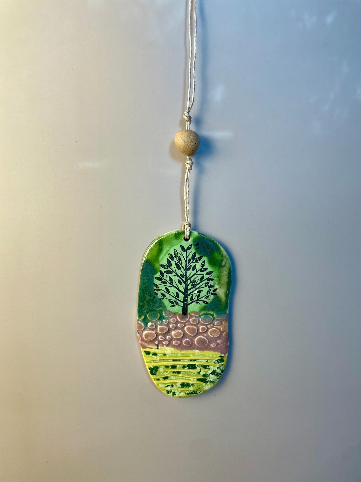 Handmade Ceramic Tree Hanging Ornament with bead