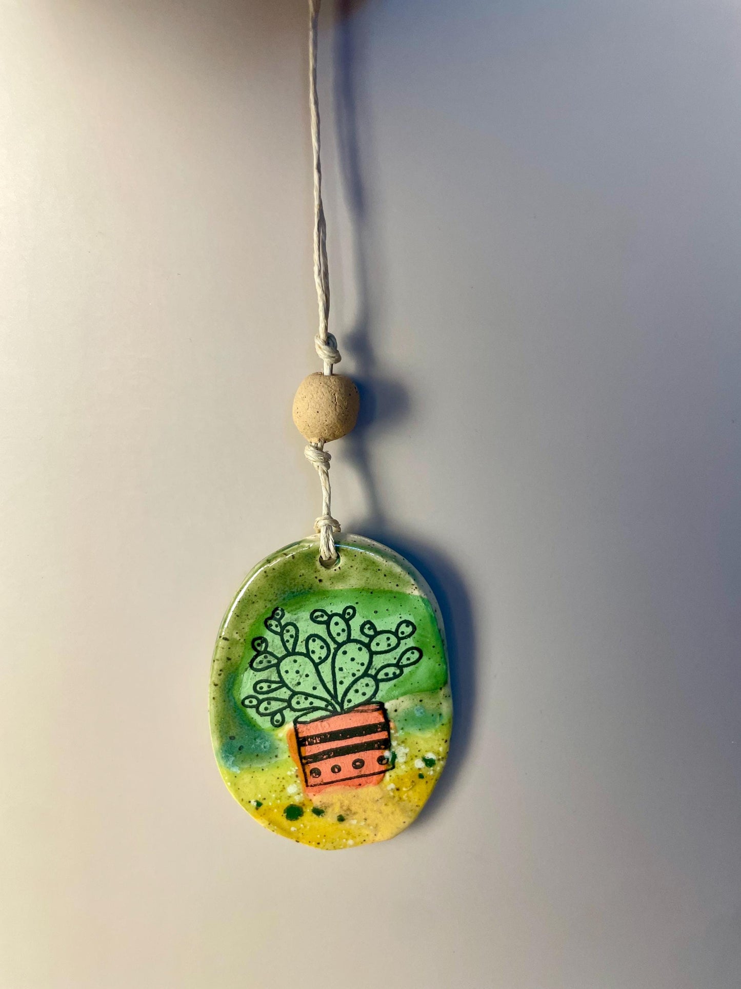 Prickly Pear Cactus Ornament – Handmade Ceramic Southwest Decor