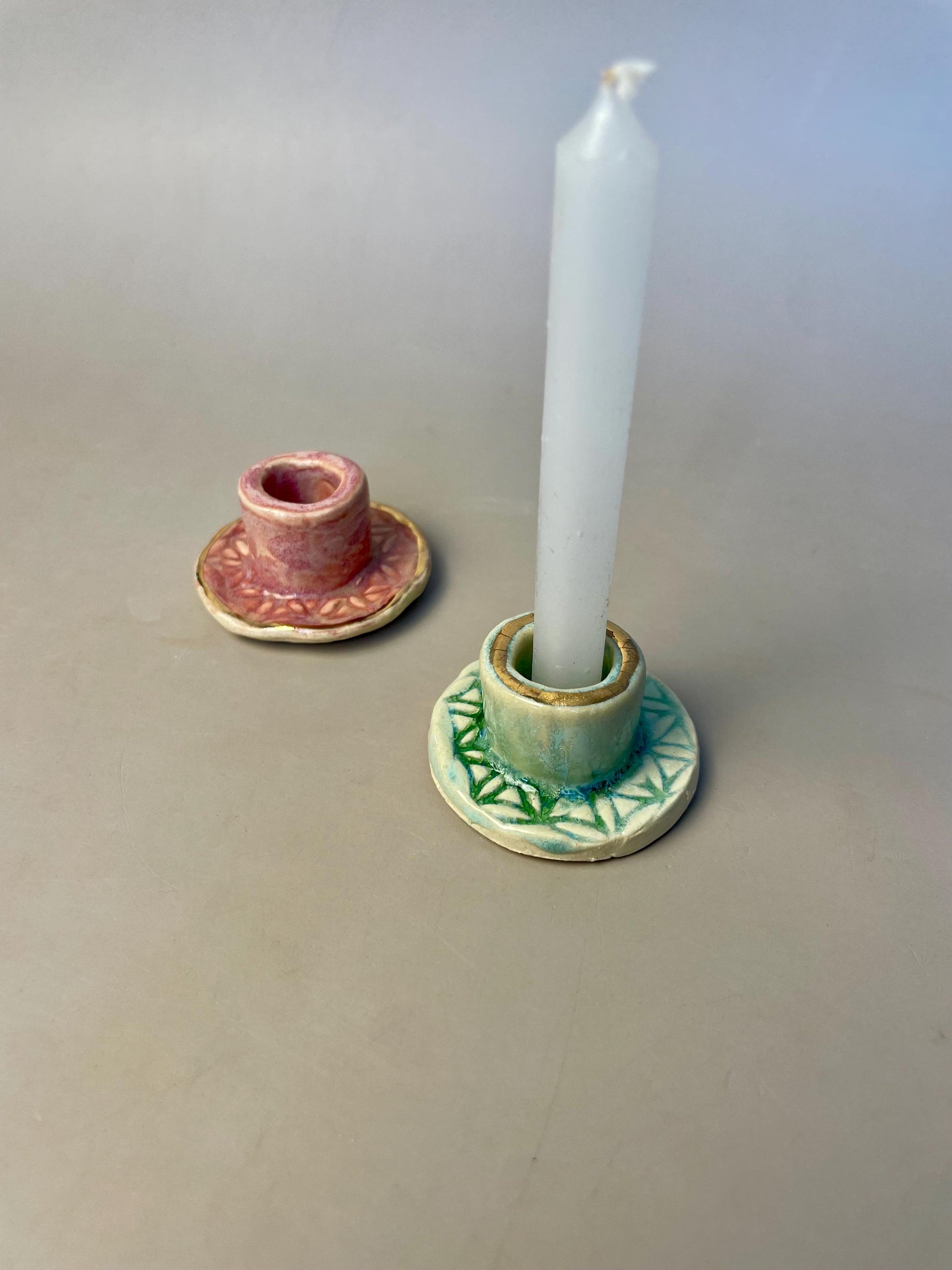 Small Green Flower of Life Candle & Palo Santo Holder