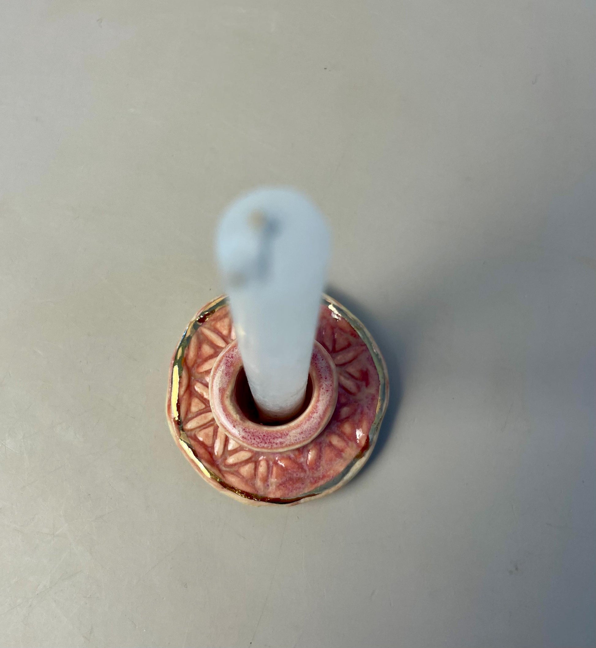 Small Pink Flower of Life Candle & Palo Santo Holder