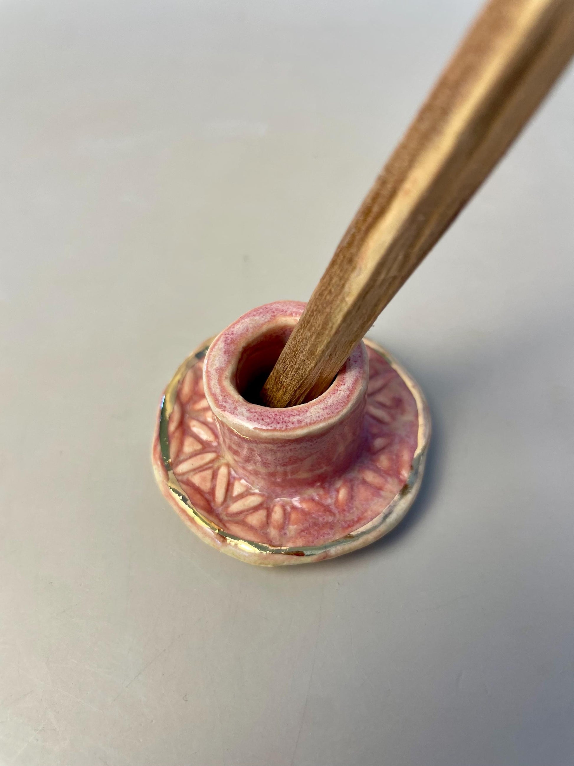 Small Pink Flower of Life Candle & Palo Santo Holder