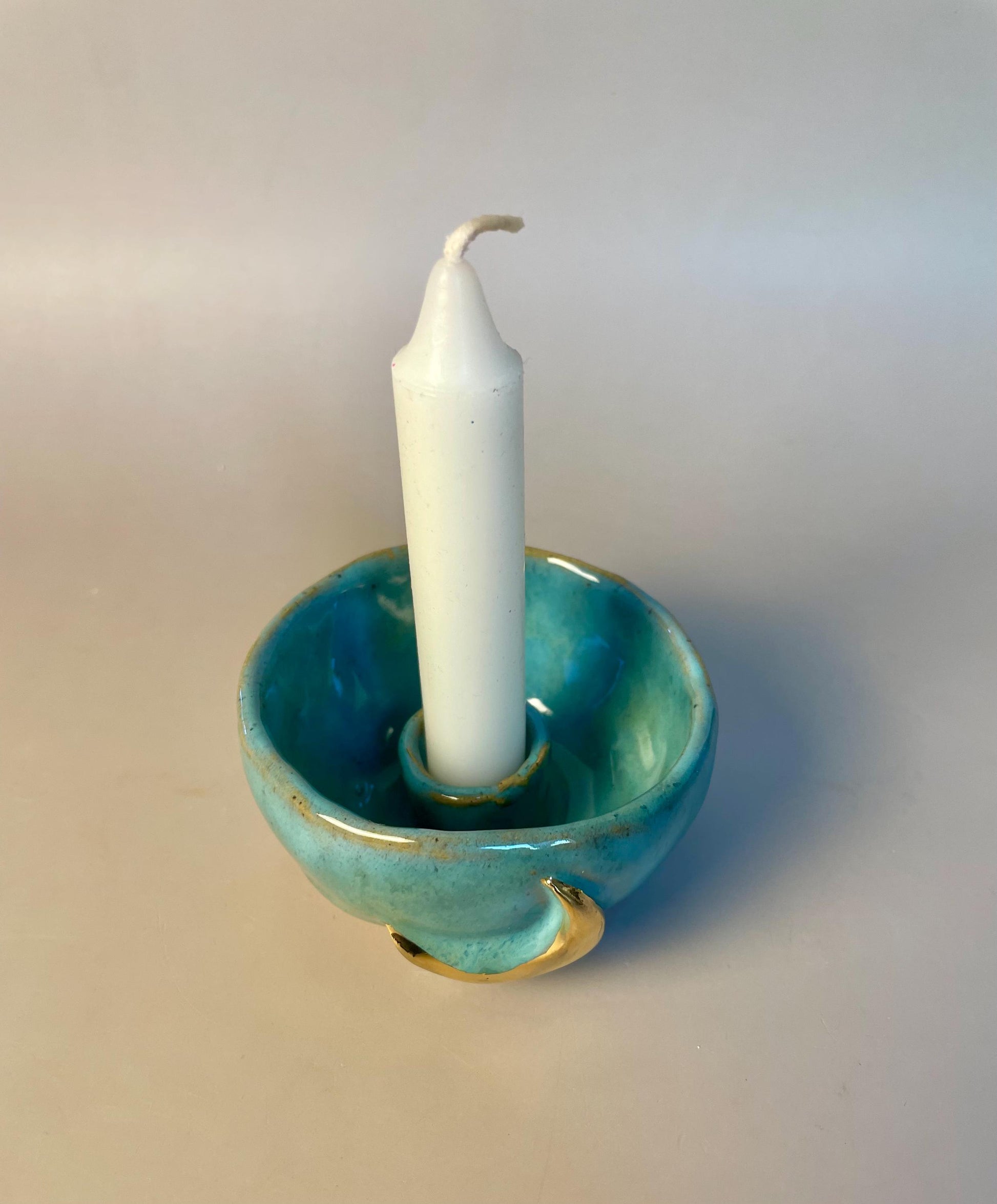 Handmade Gold Crescent Moon Palo Santo Bowl – Ceramic Smudge Holder – Ceramic Candle Holder