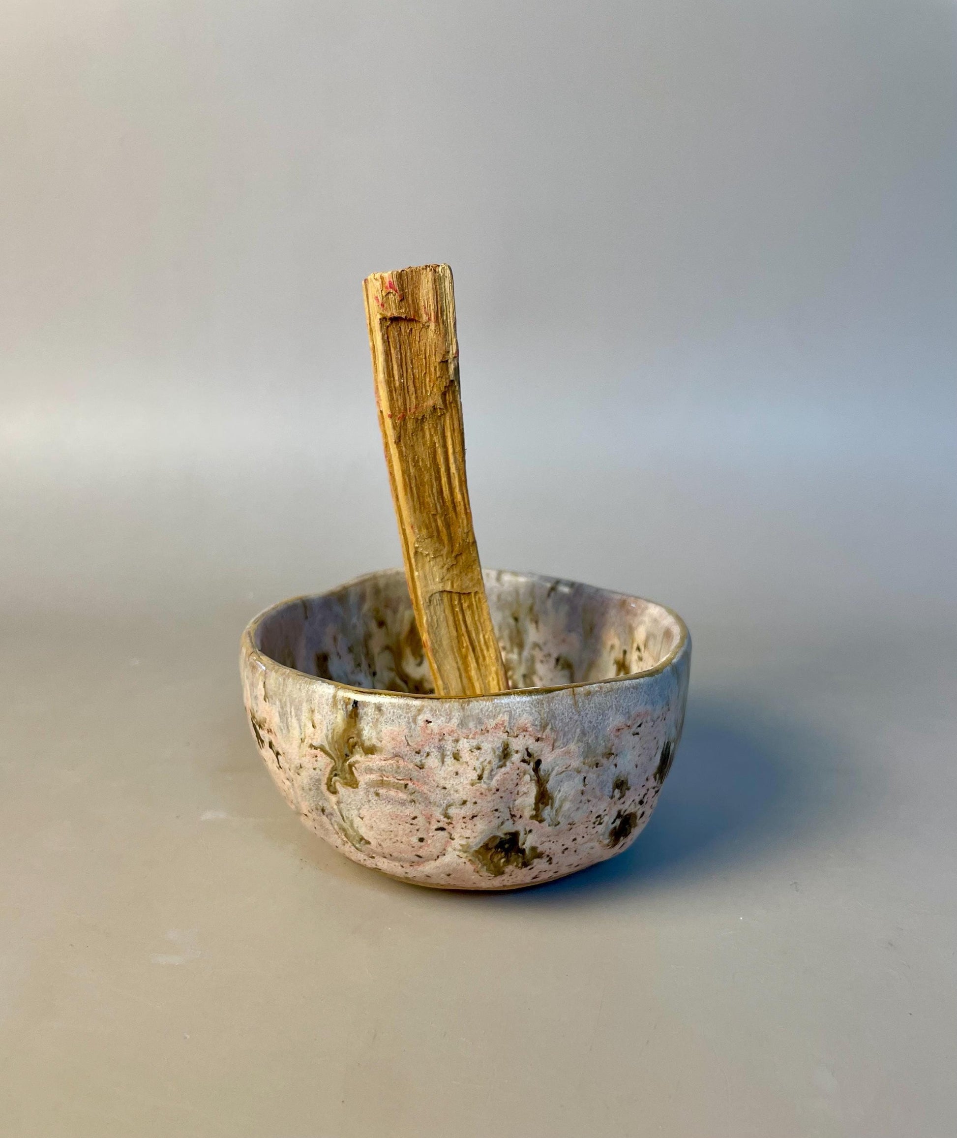 Handmade Pink and Brown Palo Santo Bowl – Ceramic Smudge Holder