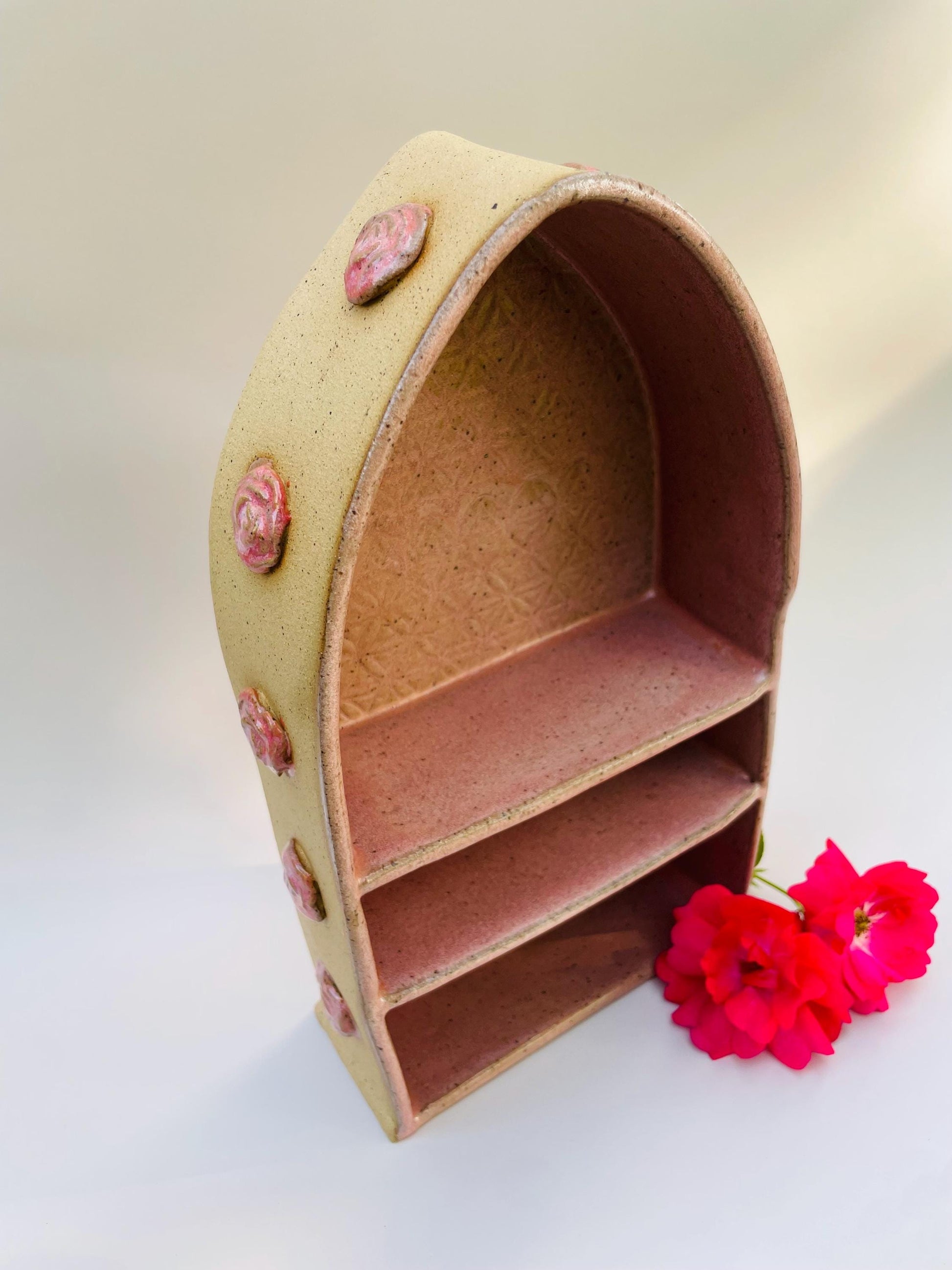 Handmade ceramic rose divine feminine shelf altar