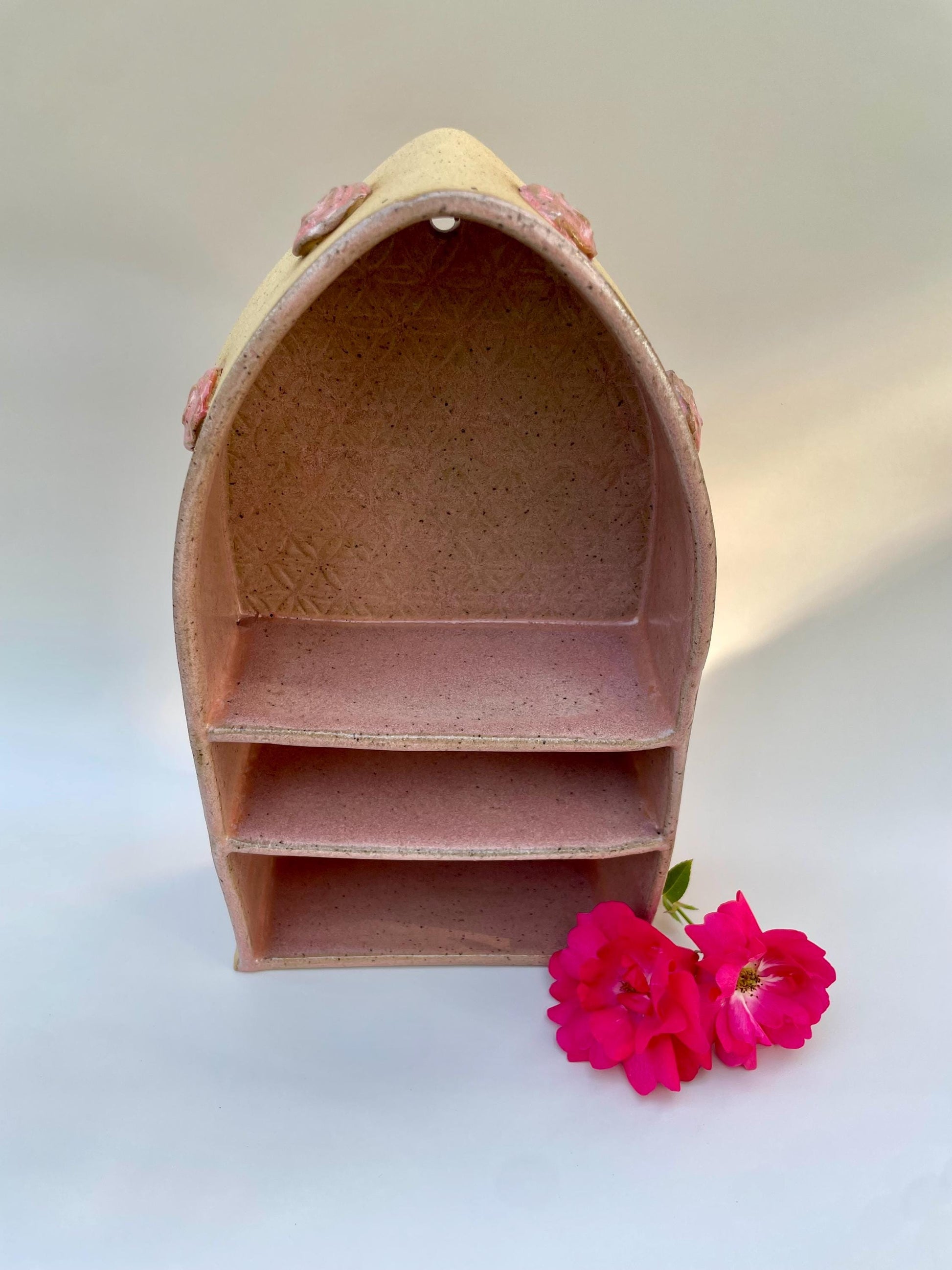 Handmade ceramic rose divine feminine shelf altar