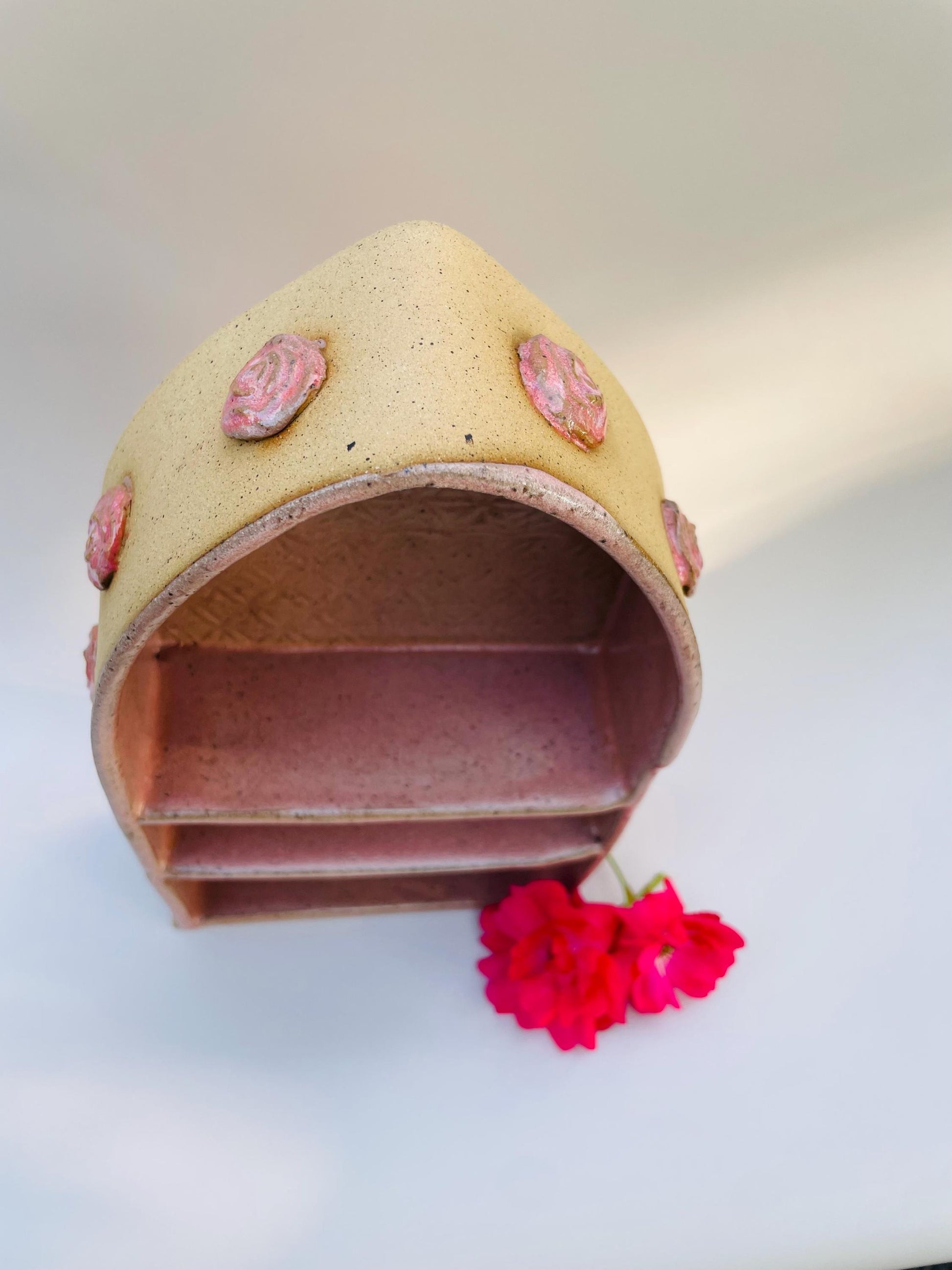 Handmade ceramic rose divine feminine shelf altar