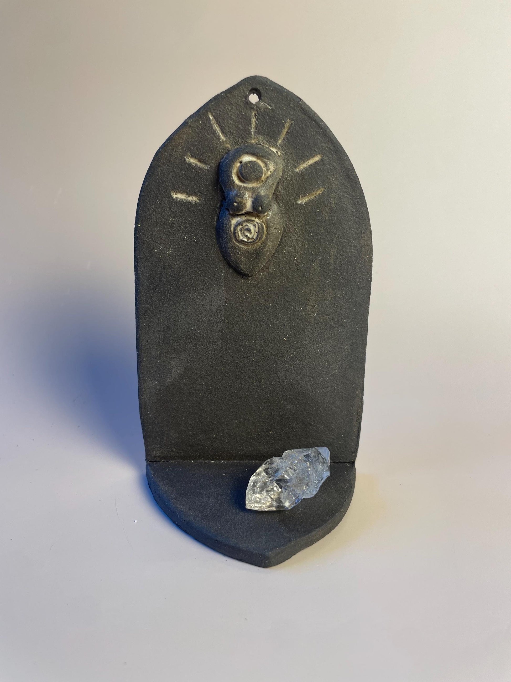 Small Goddess Altar and Handmade Dark Clay Shrine