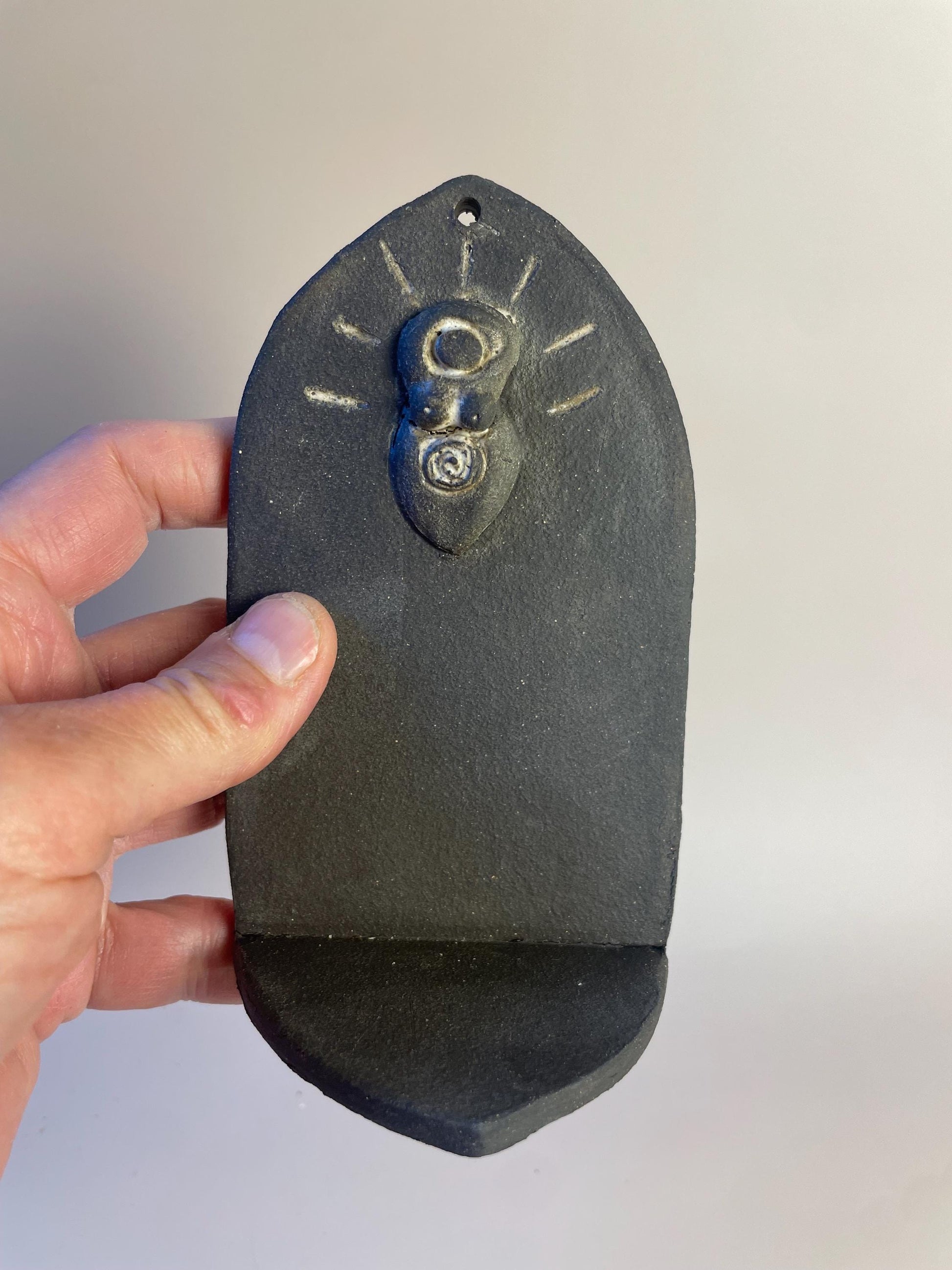 Small Goddess Altar and Handmade Dark Clay Shrine