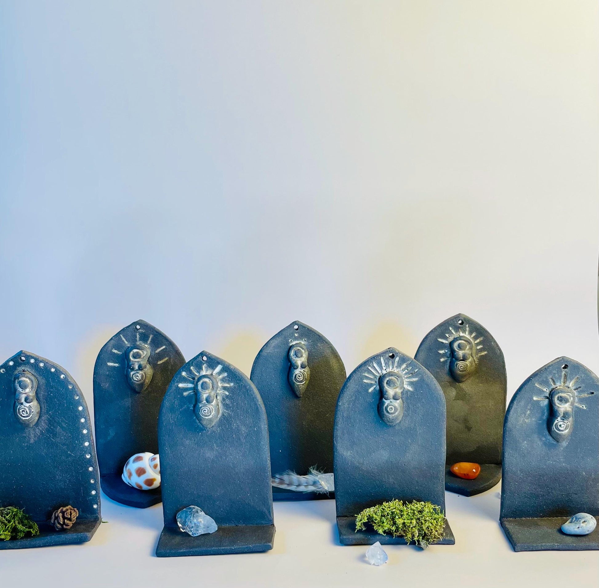 Small Goddess Altar and Handmade Dark Clay Shrine