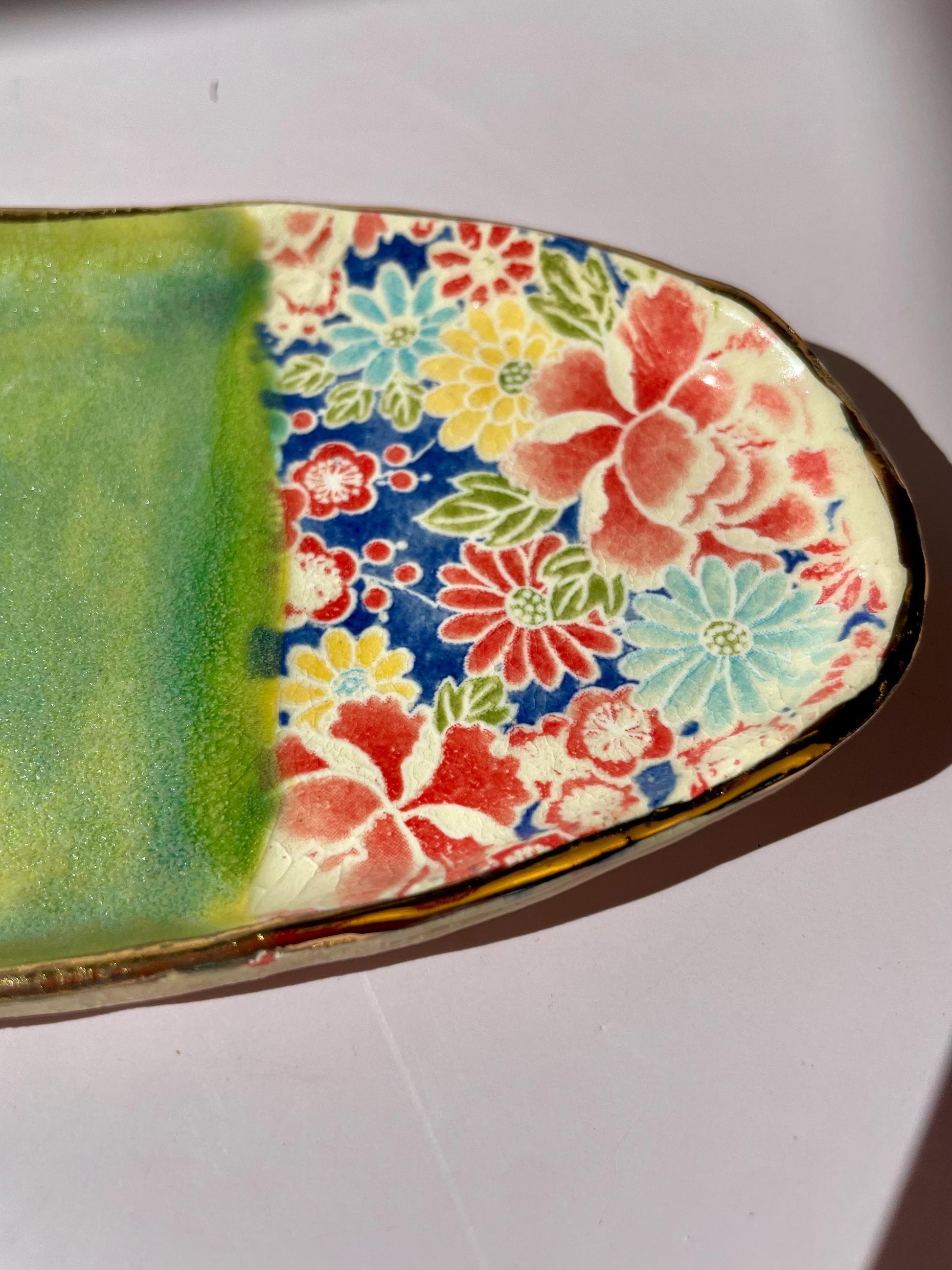 Handmade Ceramic Incense Holder with Gold Luster Moon – Dual Use Incense Burner and Trinket Dish