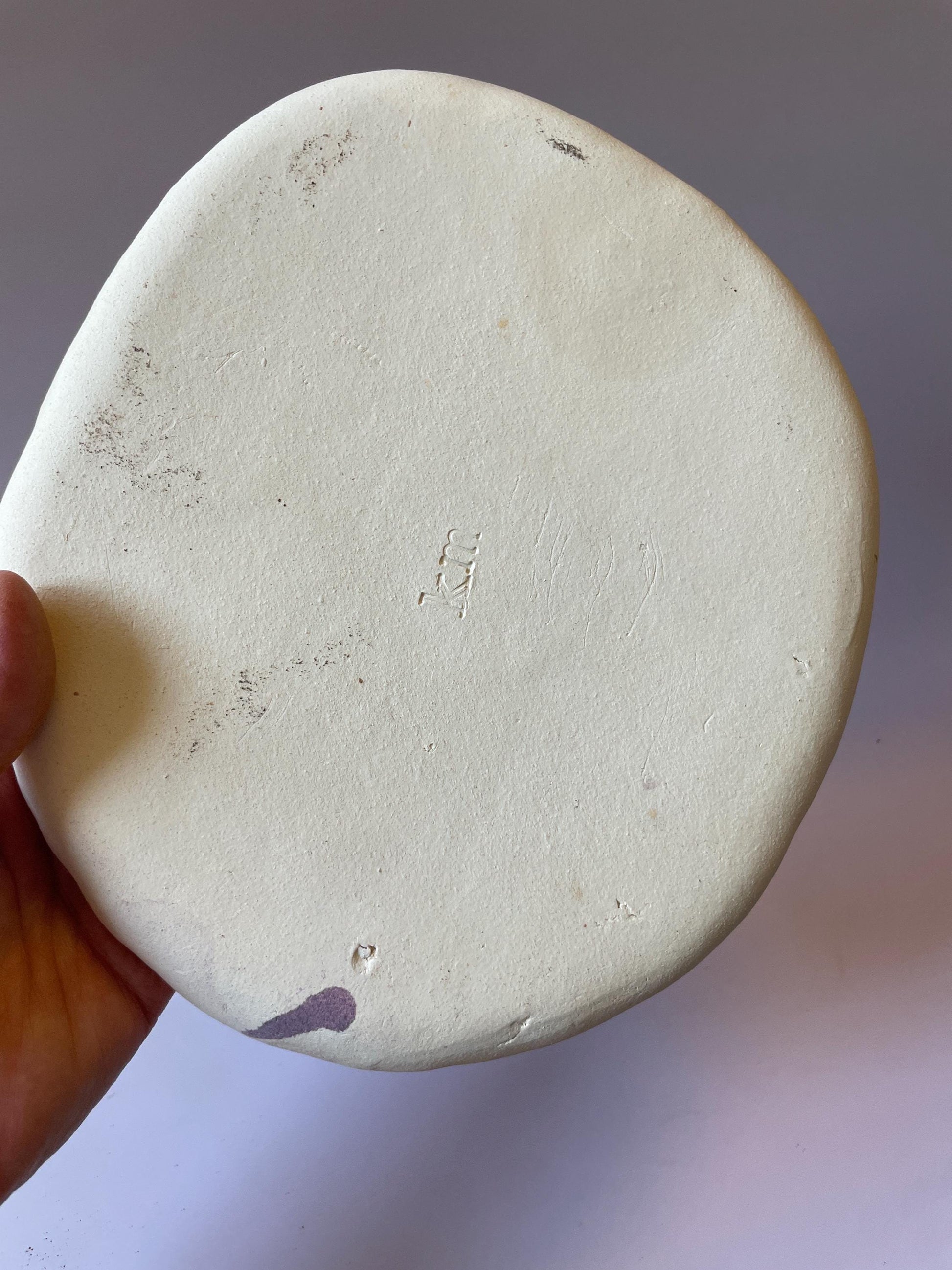 Handmade ceramic four element ritual dish with flower of life and gold crescent moon