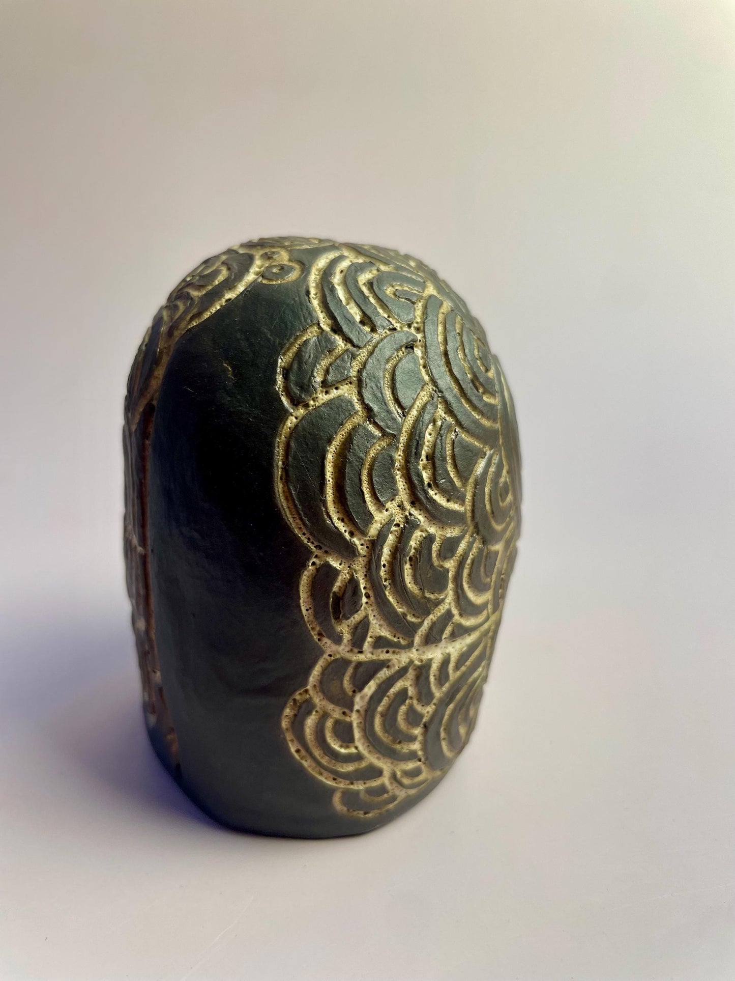 Neolithic Spiral Rattle | Hand-Carved Ceramic Ritual Tool | Inspired by Gavrinis Megaliths, France | Ancient Sound Instrument