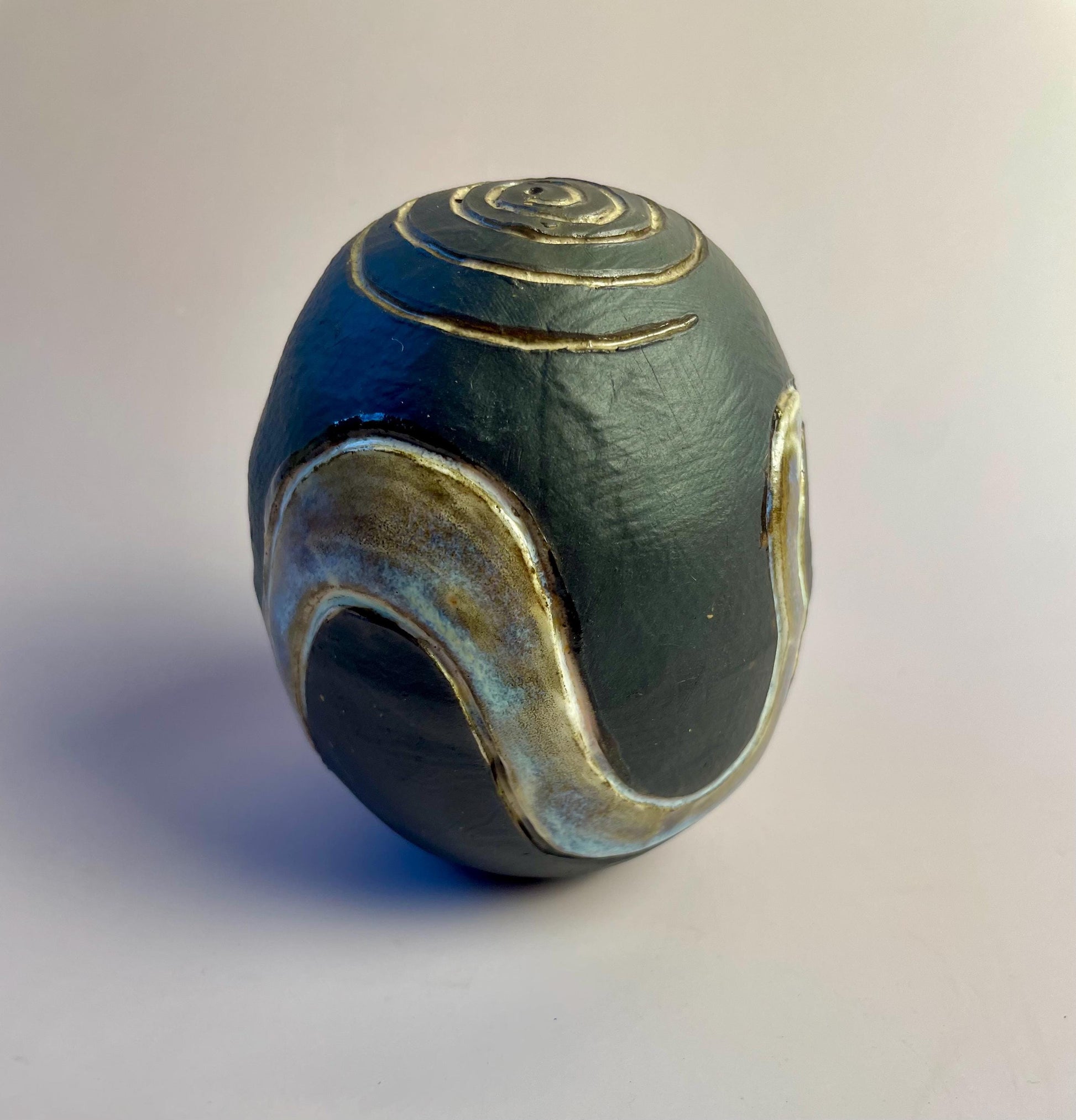 Ceramic Snake Rattle with Dual Spirals | Hand-Carved Ritual Object | Shamanic Sound Tool | Liminal & Protective Symbolism