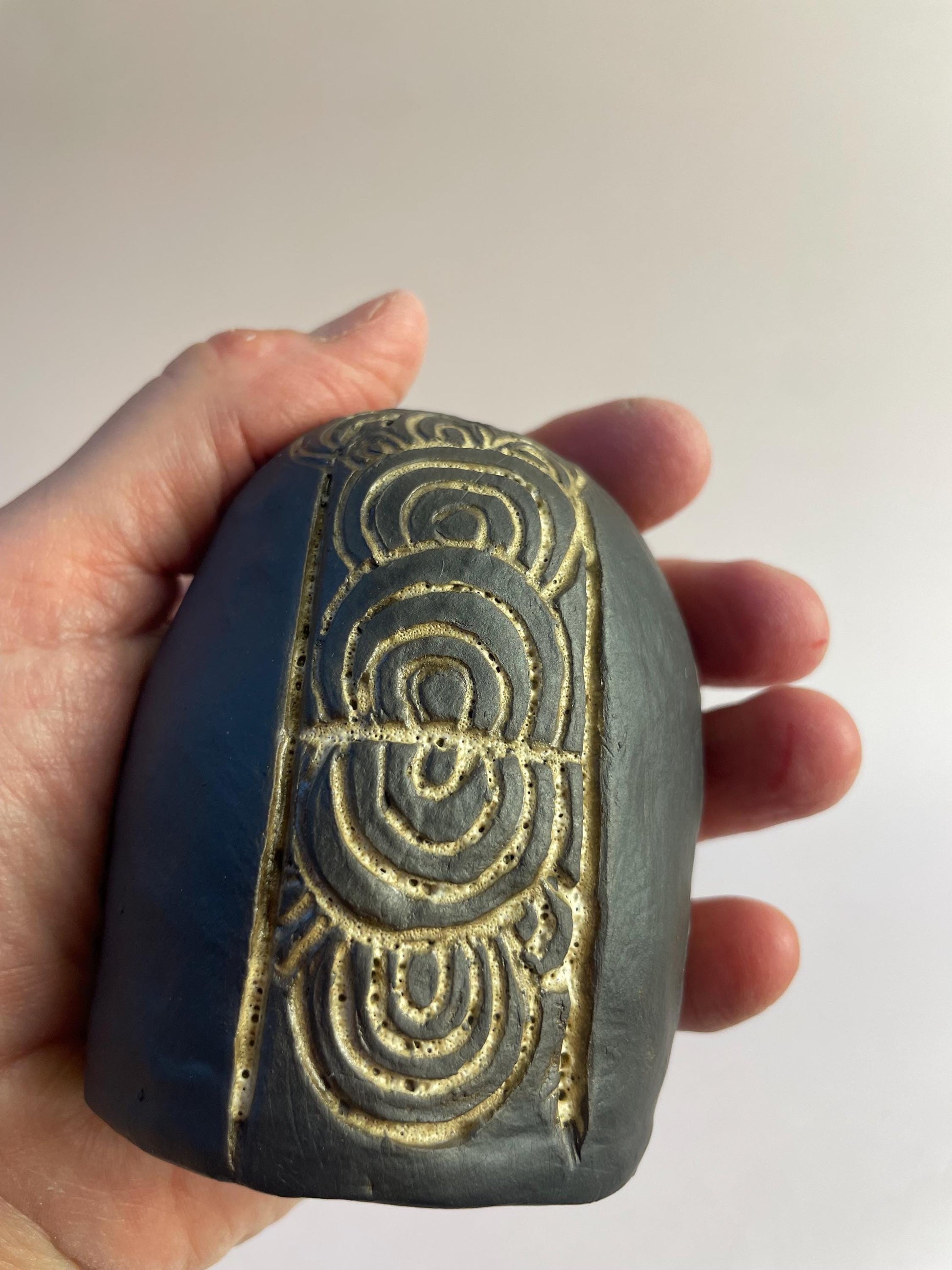 Neolithic Spiral Rattle | Hand-Carved Ceramic Ritual Tool | Inspired by Gavrinis Megaliths, France | Ancient Sound Instrument