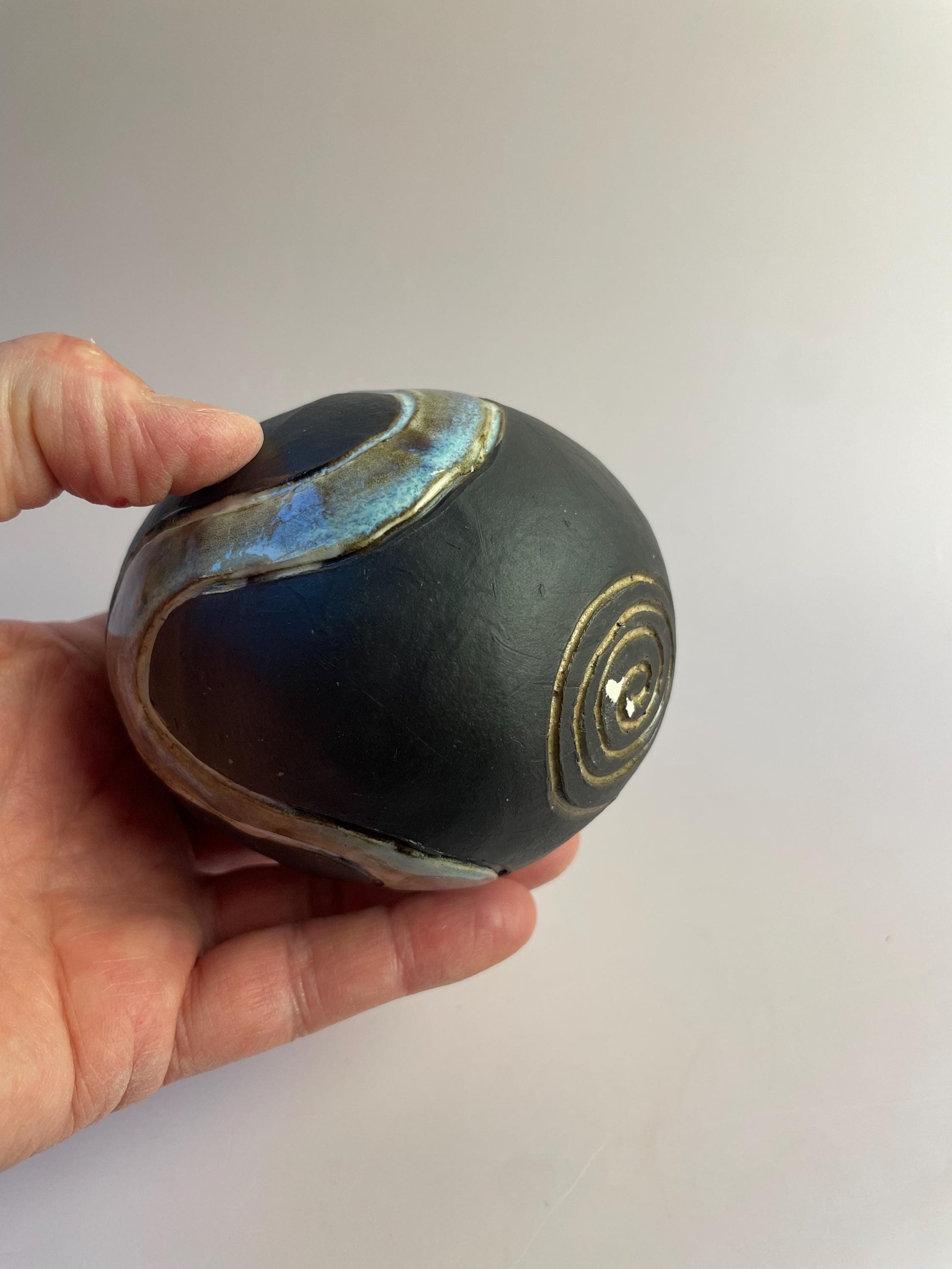 Ceramic Snake Rattle with Dual Spirals | Hand-Carved Ritual Object | Shamanic Sound Tool | Liminal & Protective Symbolism