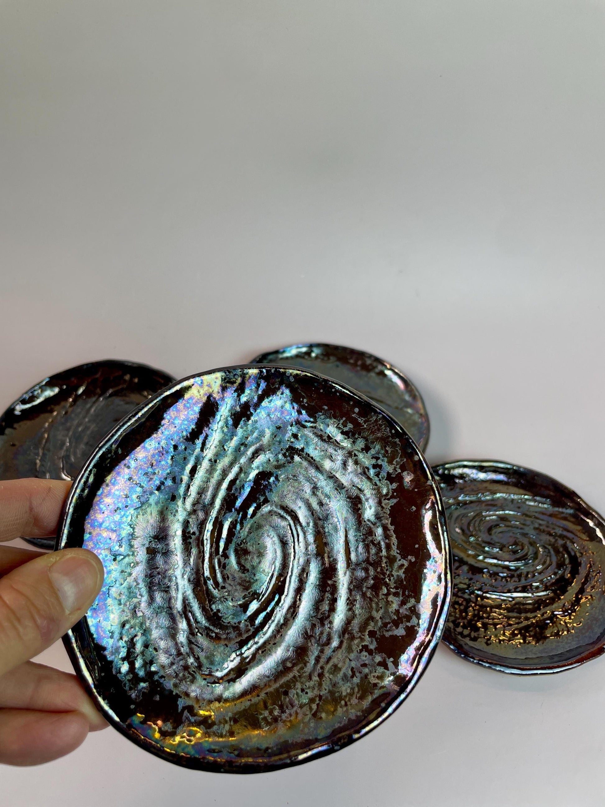 Galaxy Swirl Trinket Dish — Handmade Cosmic Ceramic Plate