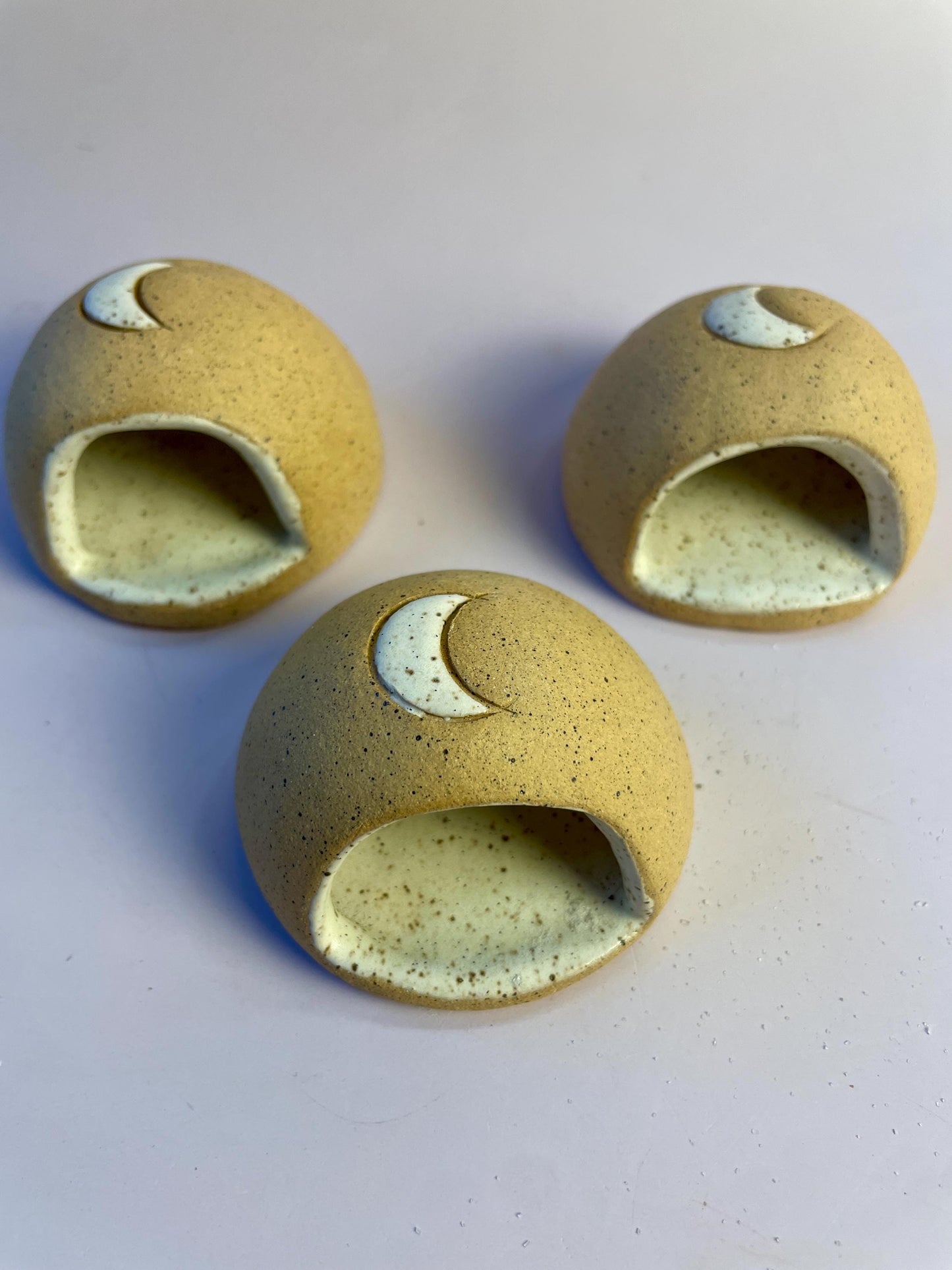 Handmade Moon Salt Dome • Ceramic Herbal or Crystal Keeper • Ritual Protection Pod