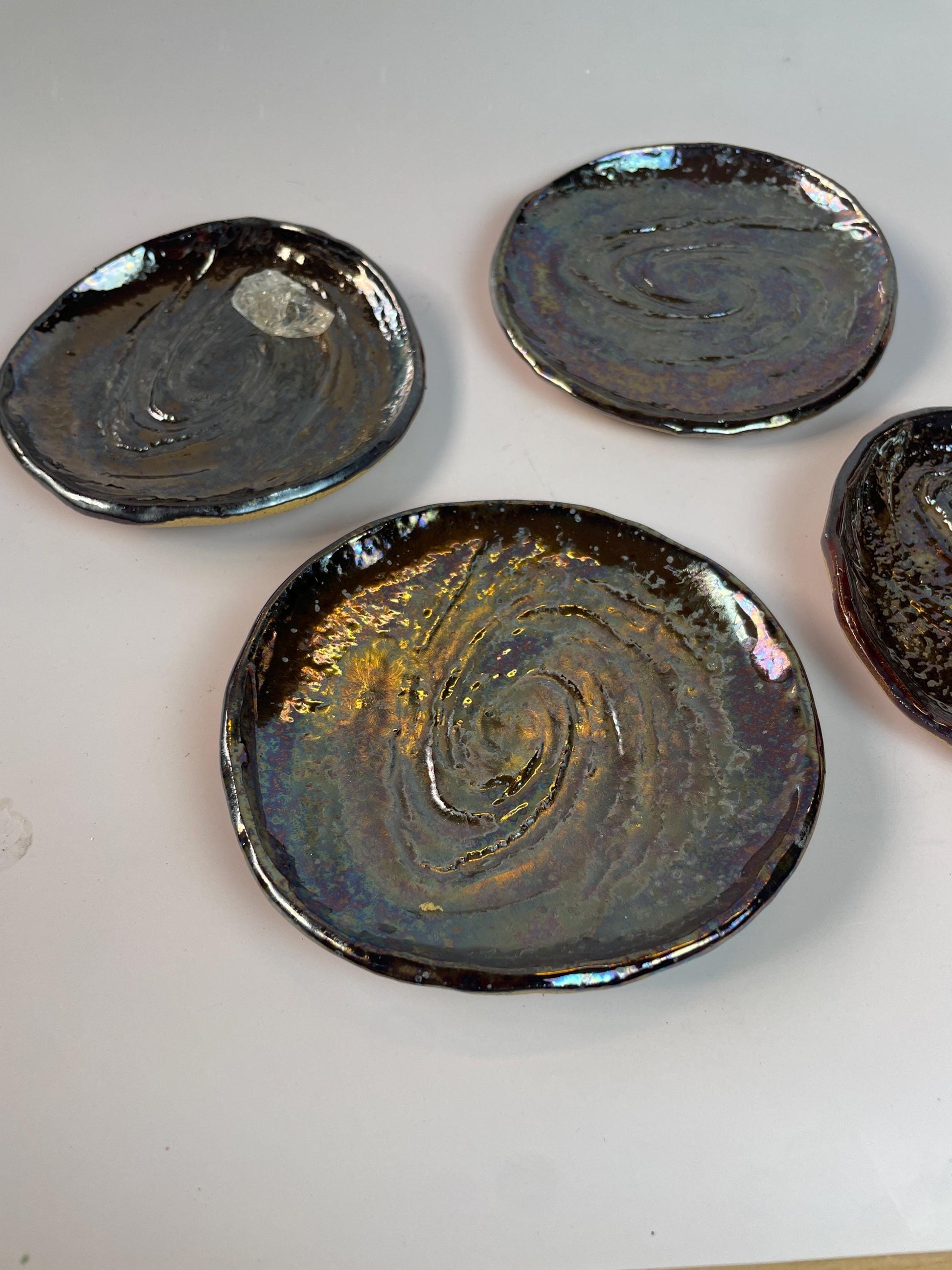 Galaxy Swirl Trinket Dish — Handmade Cosmic Ceramic Plate