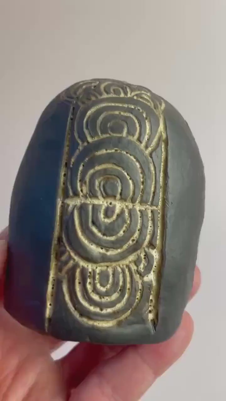 Neolithic Spiral Rattle | Hand-Carved Ceramic Ritual Tool | Inspired by Gavrinis Megaliths, France | Ancient Sound Instrument
