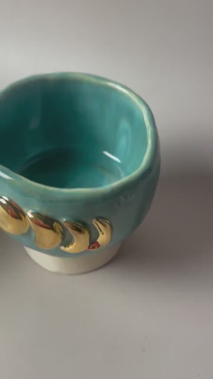 Gold Moon Phase Pedestal Cup Chalice or Cauldron