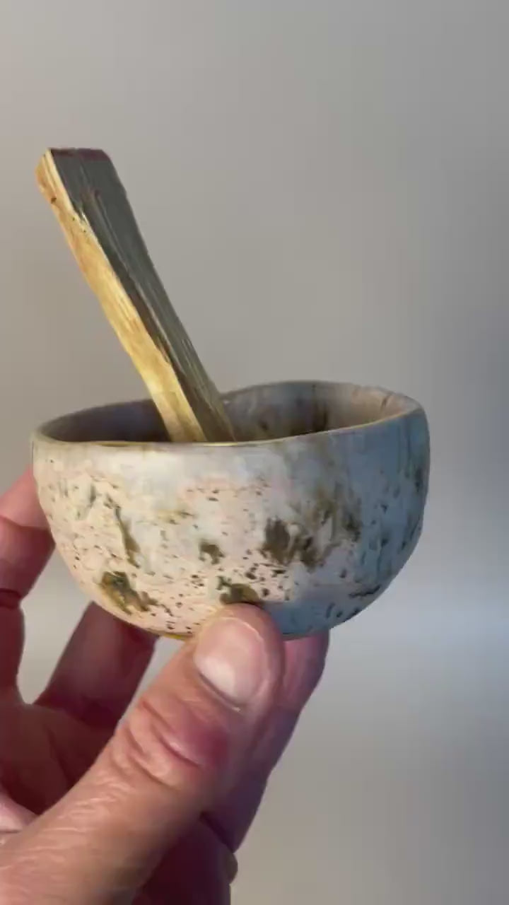 Handmade Pink and Brown Palo Santo Bowl – Ceramic Smudge Holder