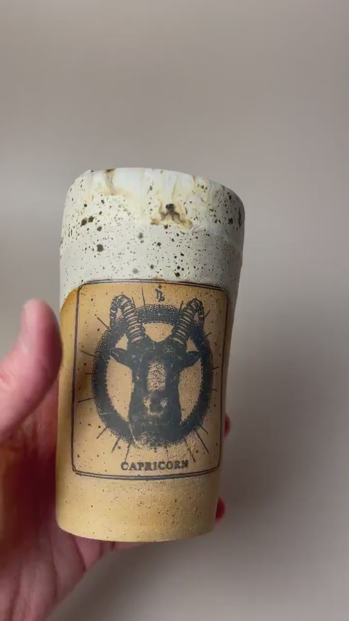 Capricorn white speckled ceramic to go Coffee Mug